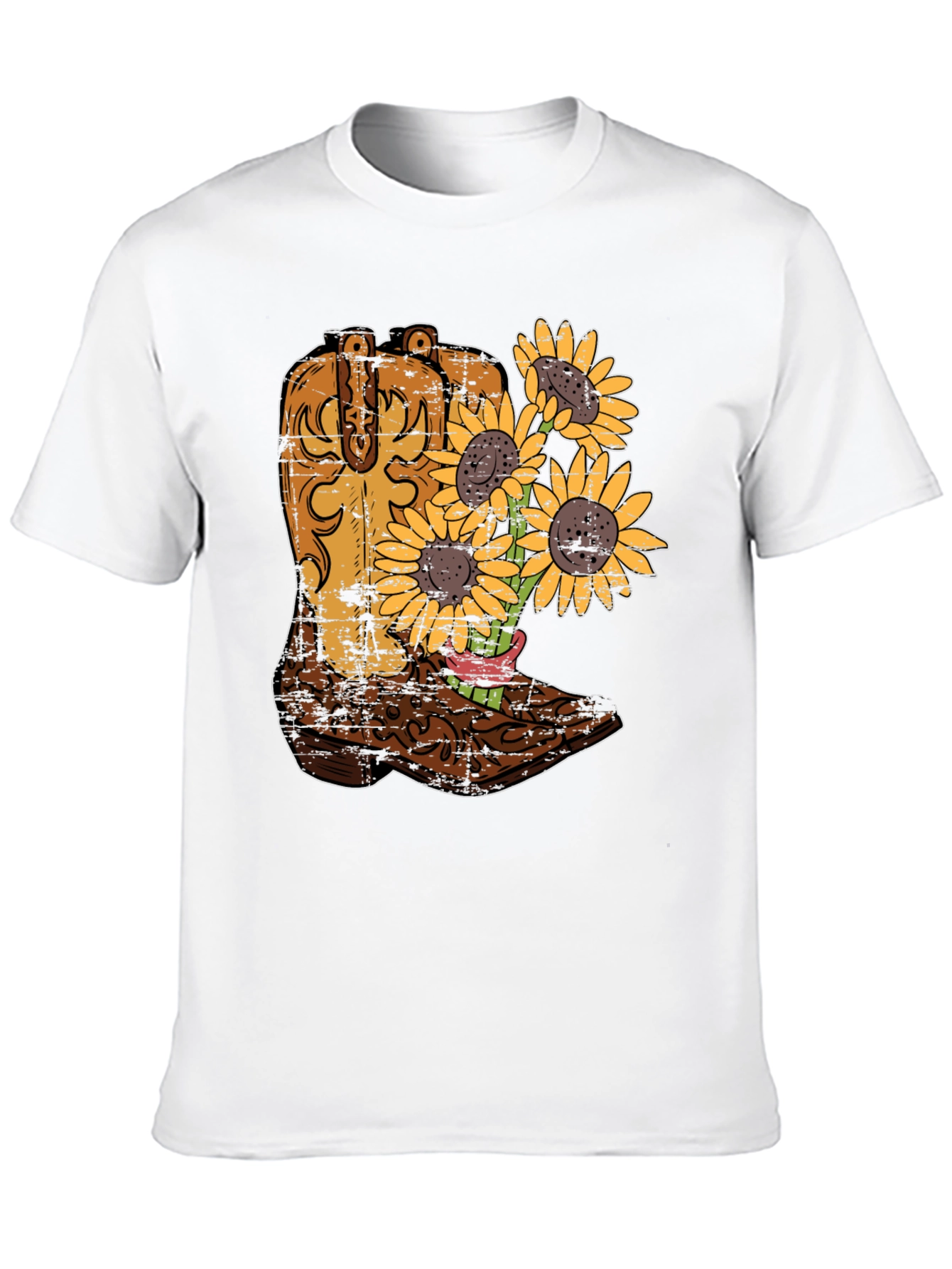 Cowboy Boot Sunflower Graphic Tee