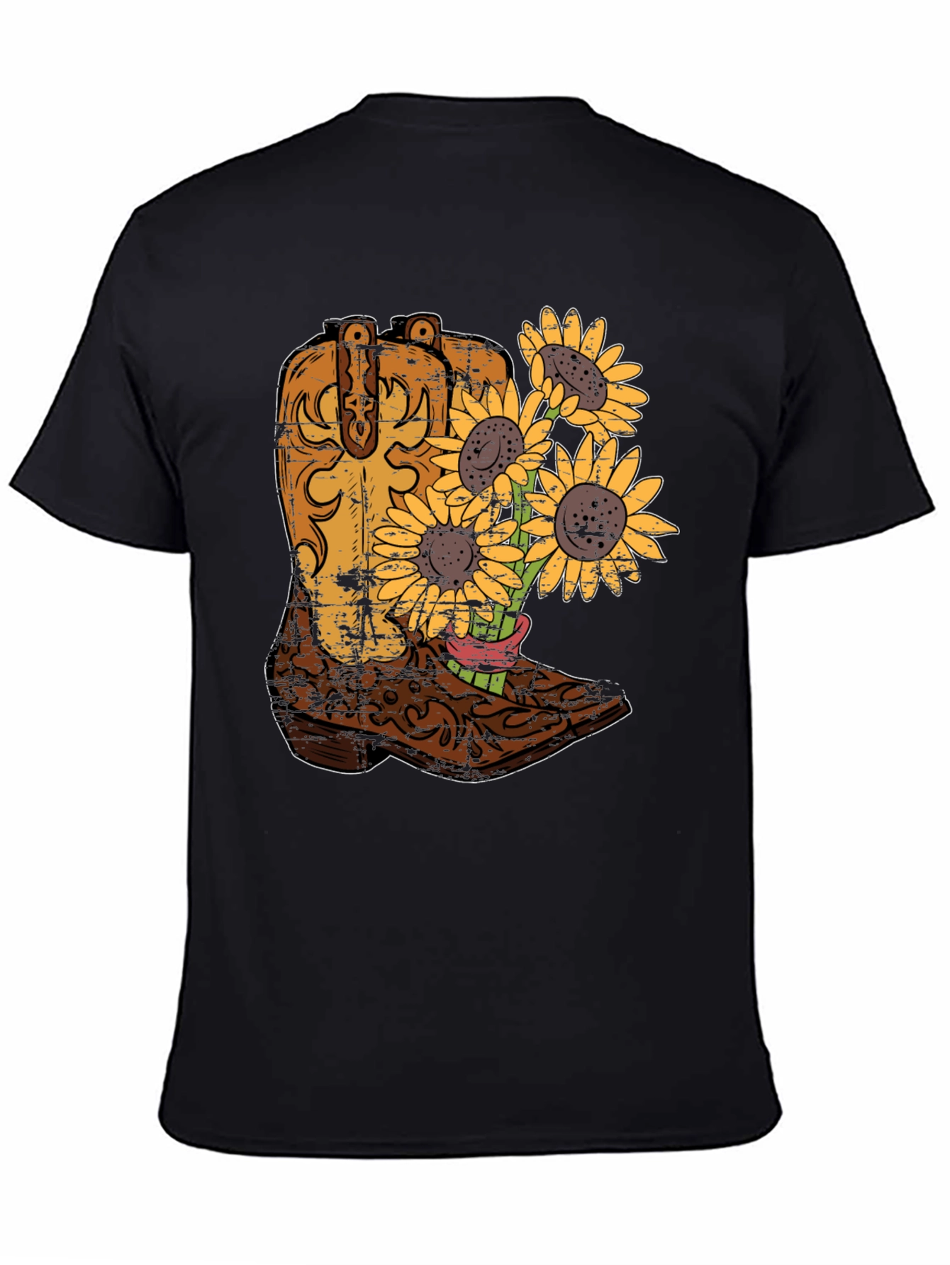 Cowboy Boot Sunflower Graphic Tee