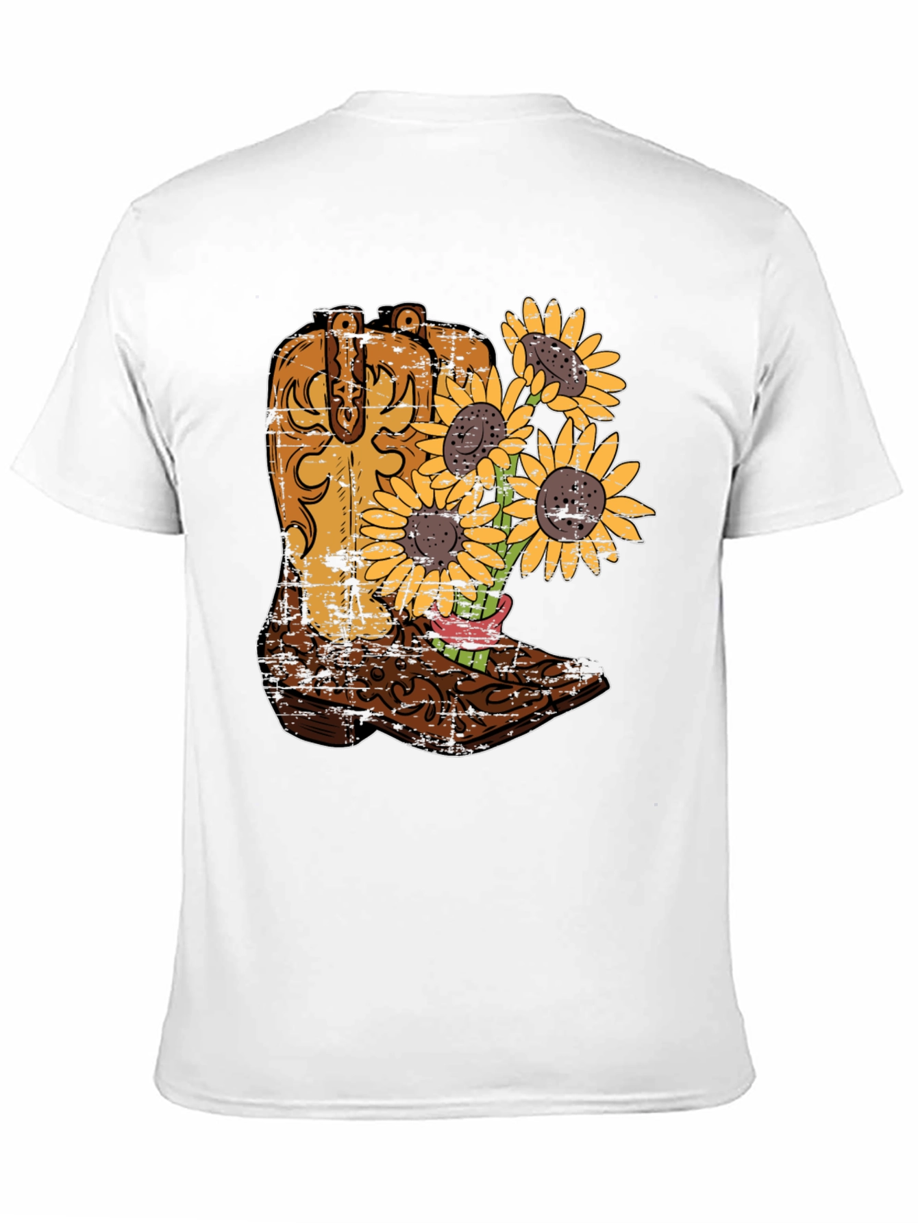 Cowboy Boot Sunflower Graphic Tee
