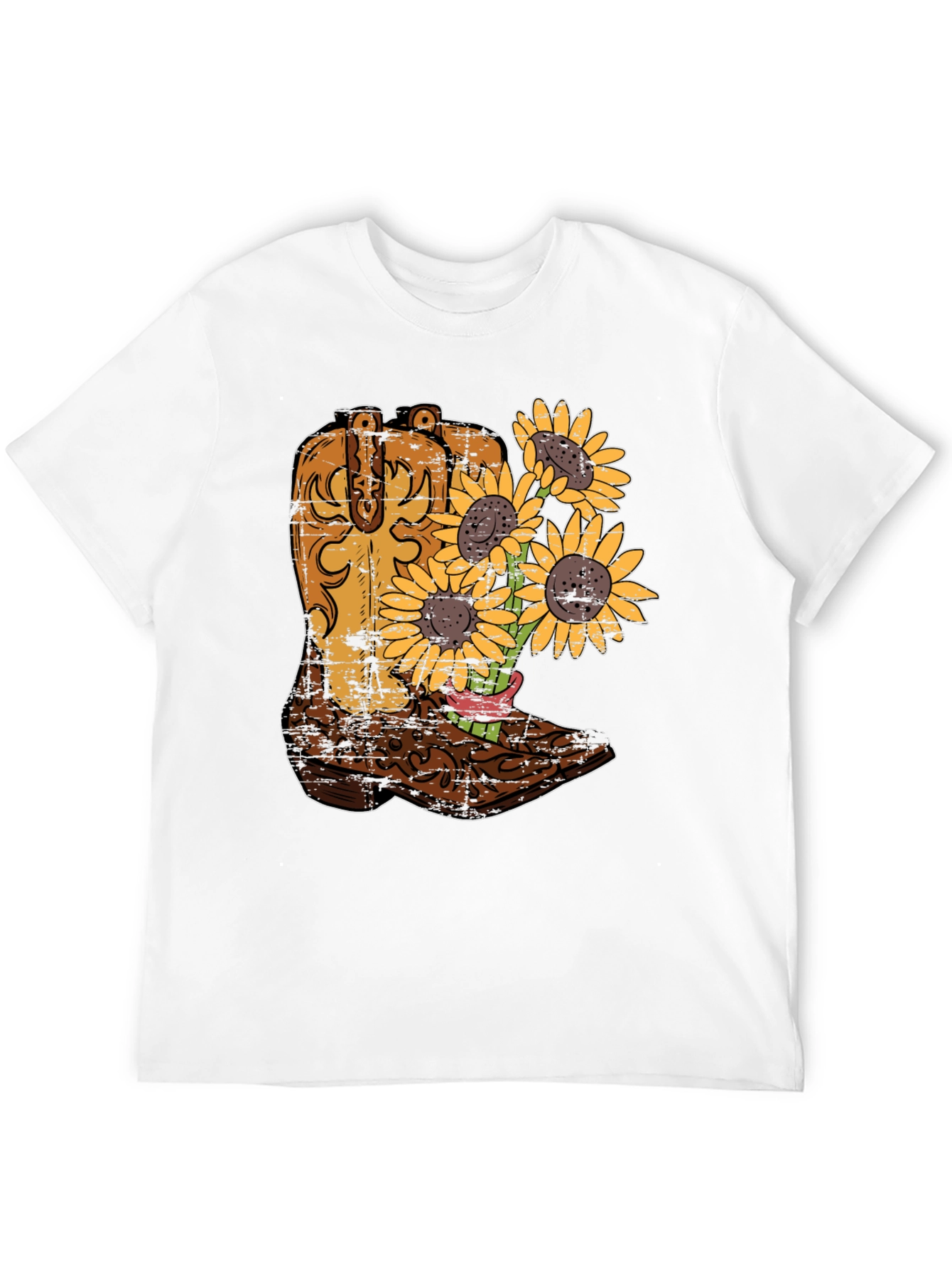 Cowboy Boot Sunflower Graphic Tee