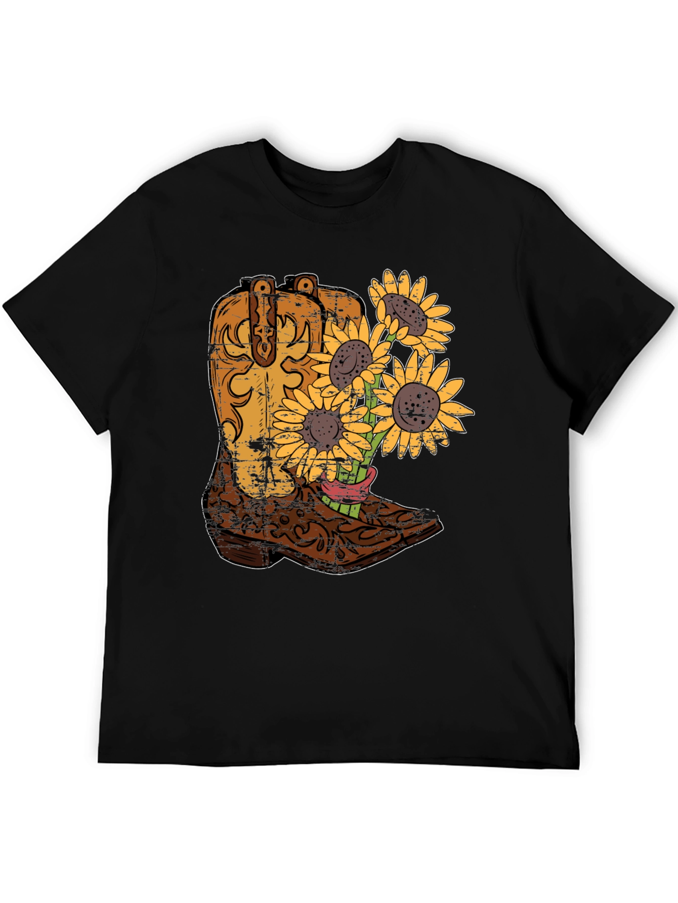 Cowboy Boot Sunflower Graphic Tee