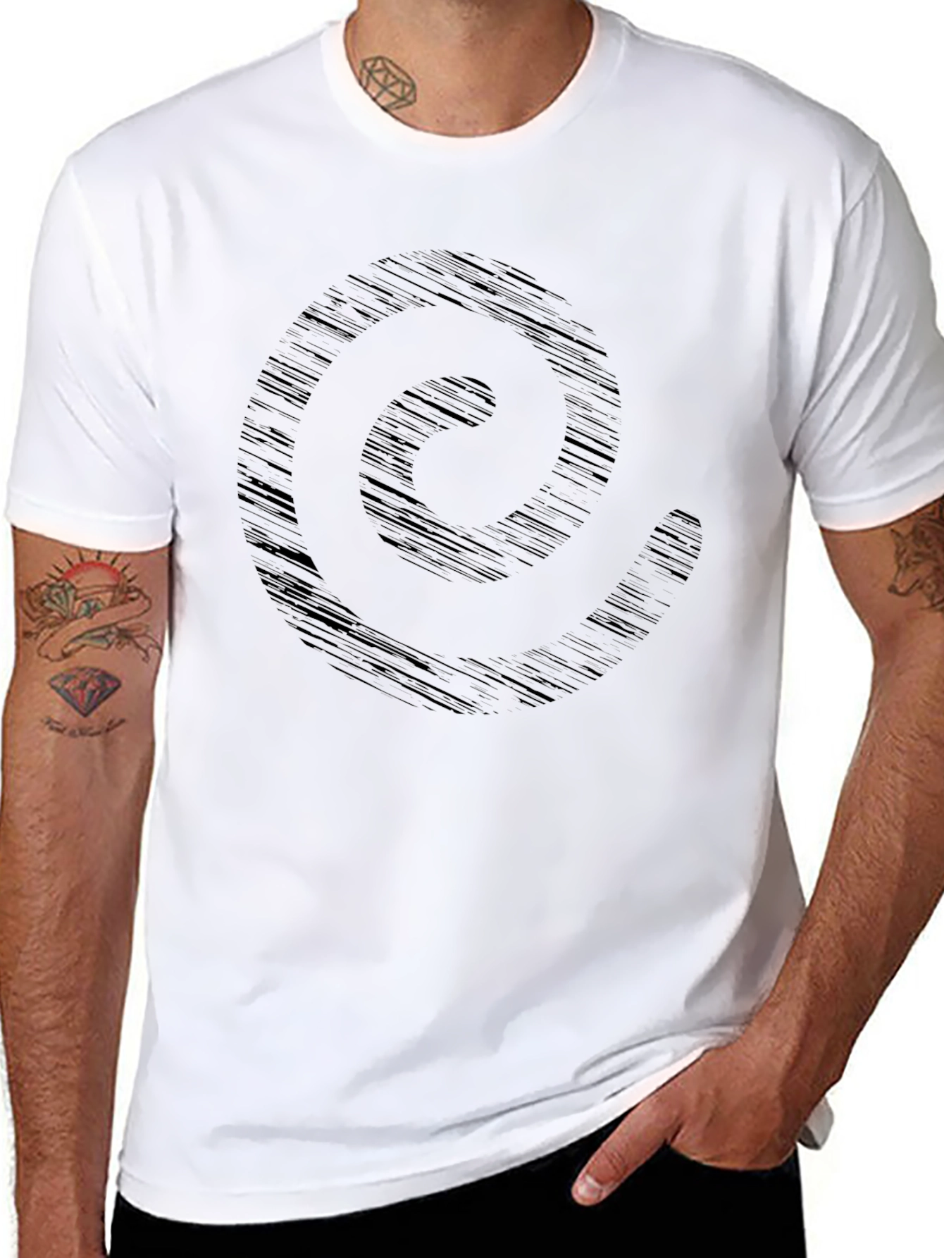Abstract Circle Graphic Tee - Stylish Mens Black T-Shirt
