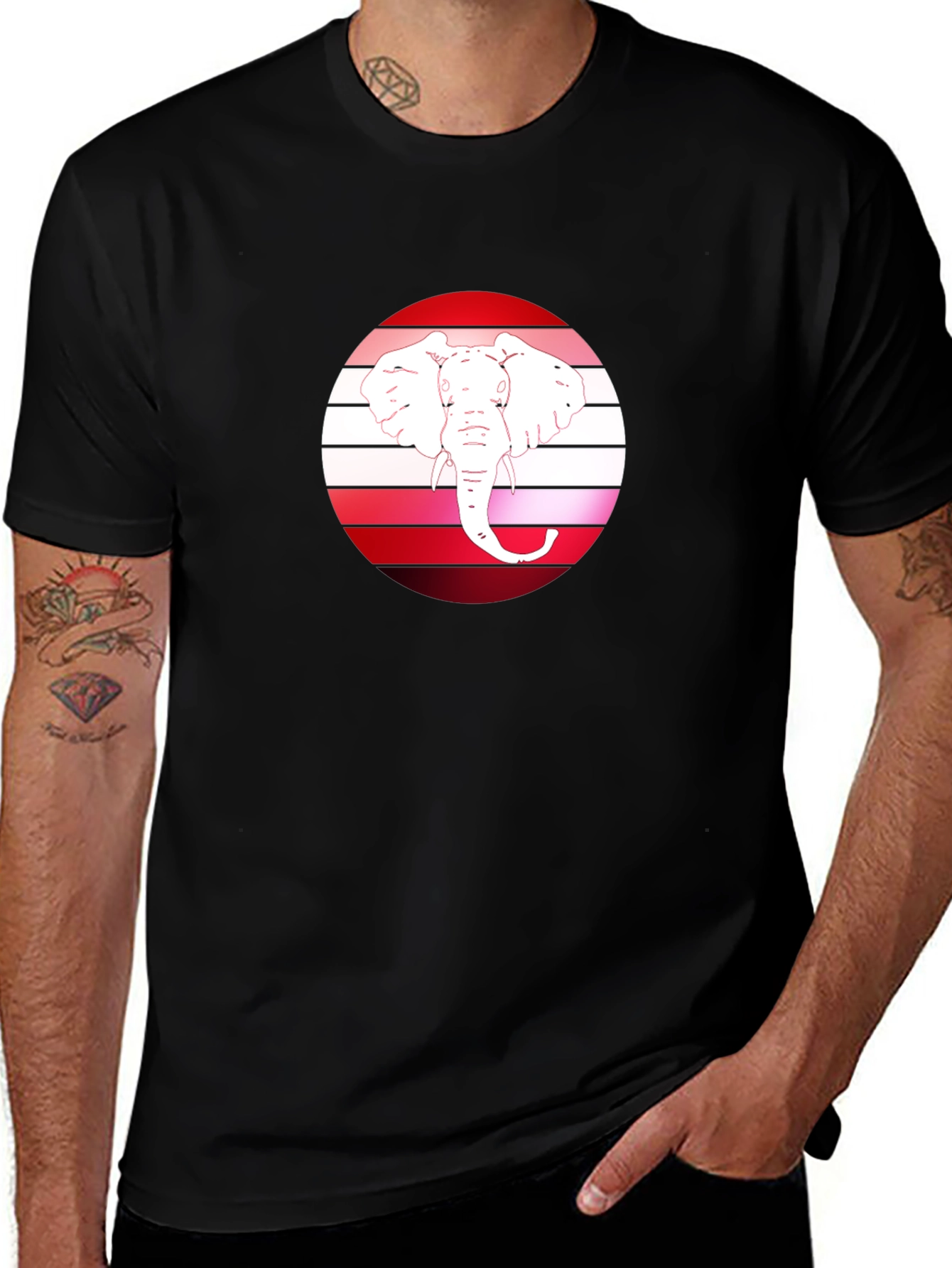 Elephant Graphic Tee - Stylish Mens Black T-Shirt