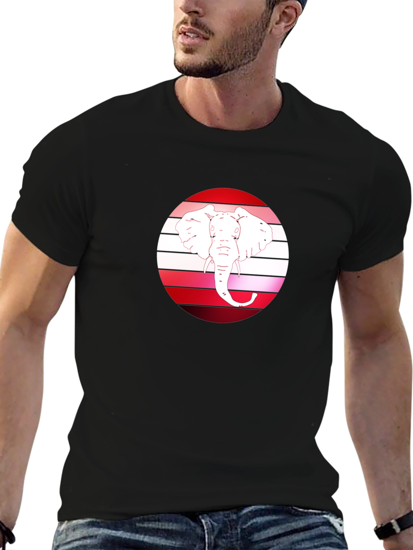 Elephant Graphic Tee - Stylish Mens Black T-Shirt