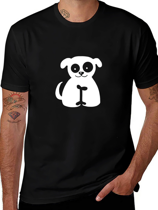 Cute Dog Graphic Tee - Black Cotton T-Shirt