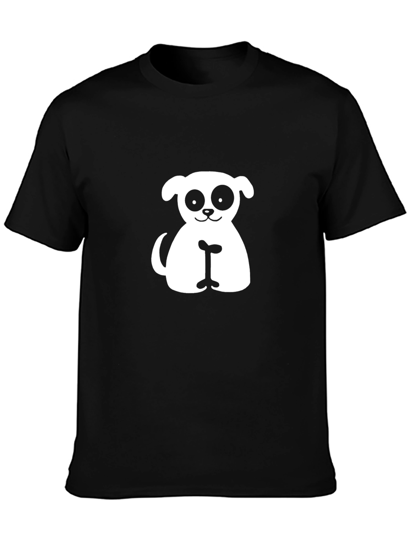 Cute Dog Graphic Tee - Black Cotton T-Shirt