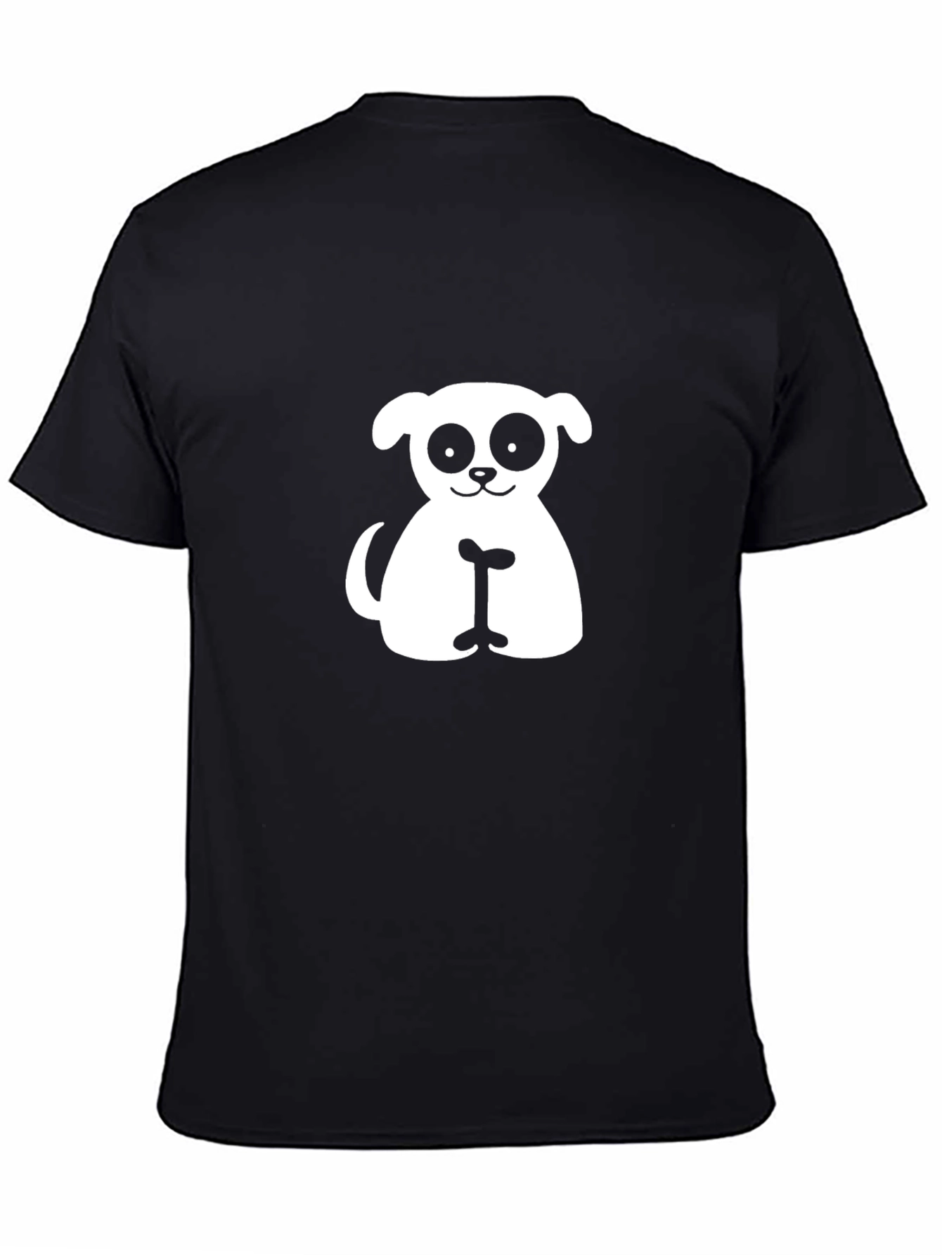 Cute Dog Graphic Tee - Black Cotton T-Shirt