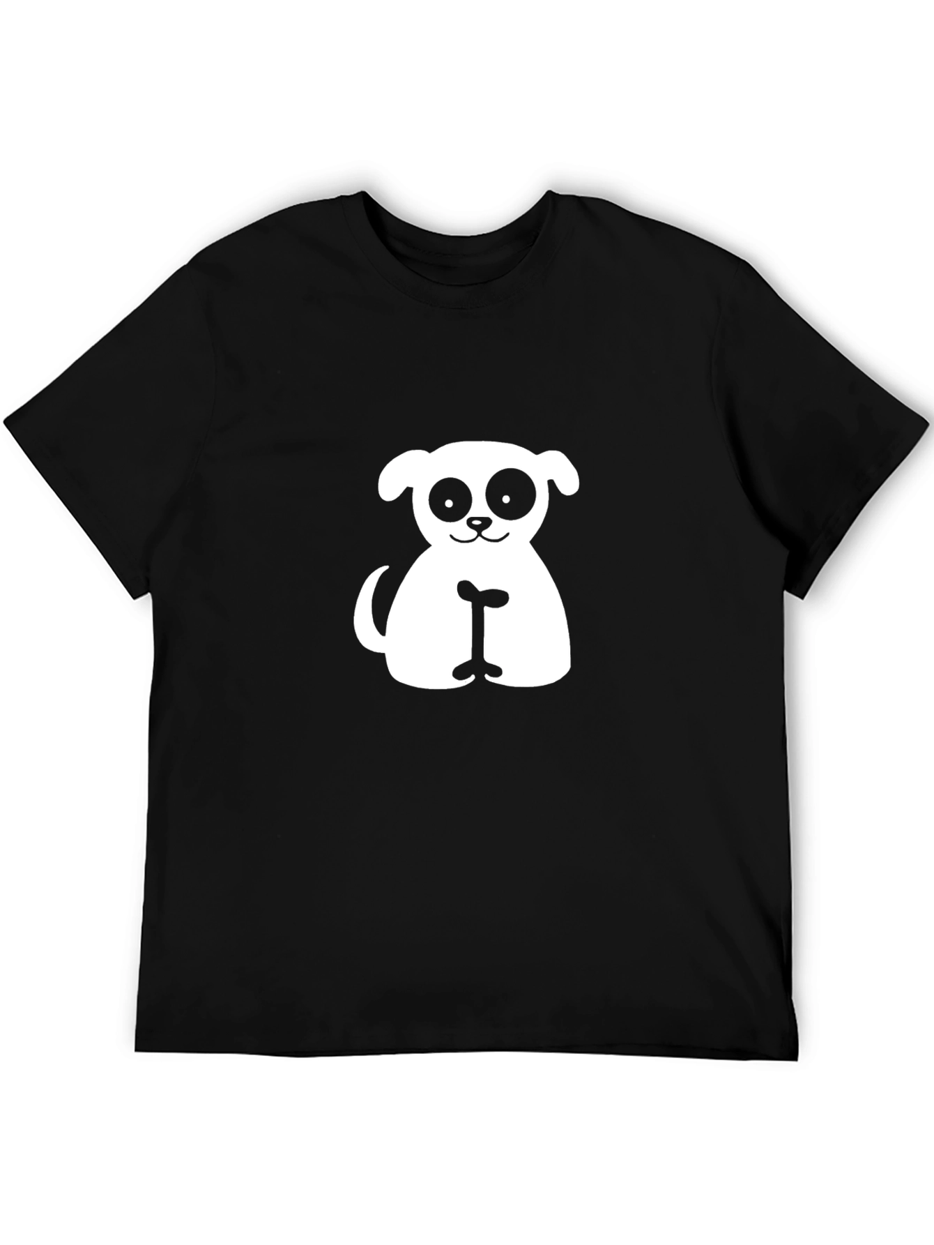 Cute Dog Graphic Tee - Black Cotton T-Shirt