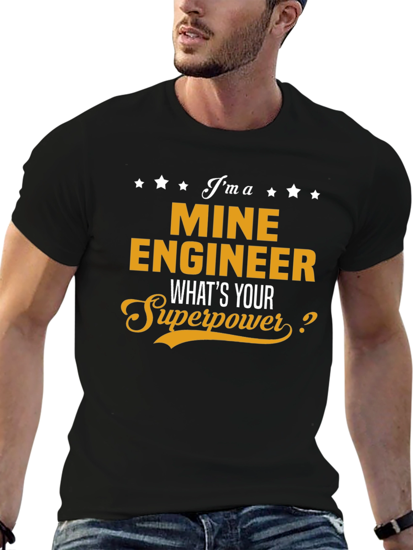 Mine Engineer Superpower T-Shirt - Black Cotton Tee