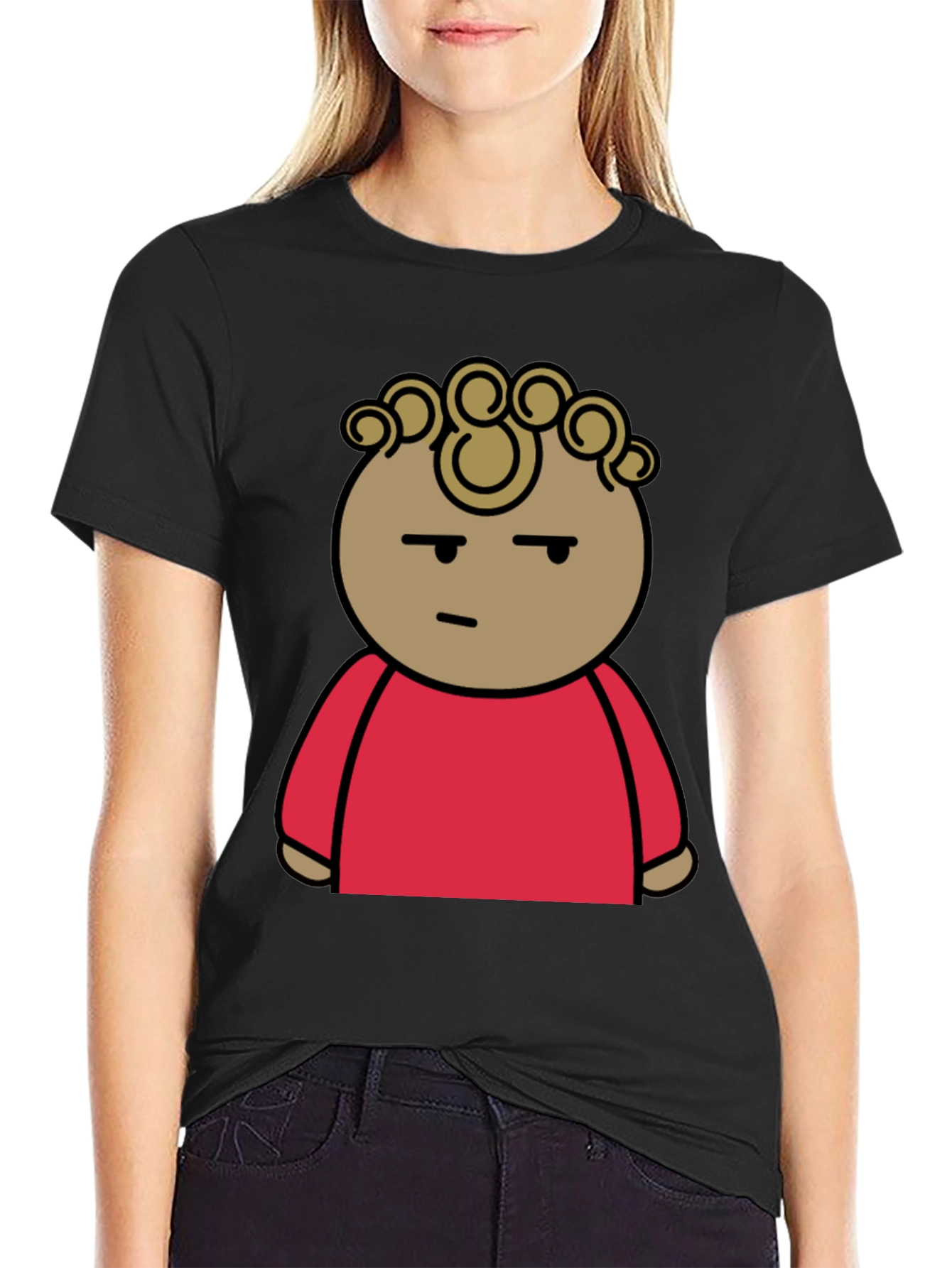 Cool Cartoon Graphic Tee - Unisex Black Cotton T-Shirt