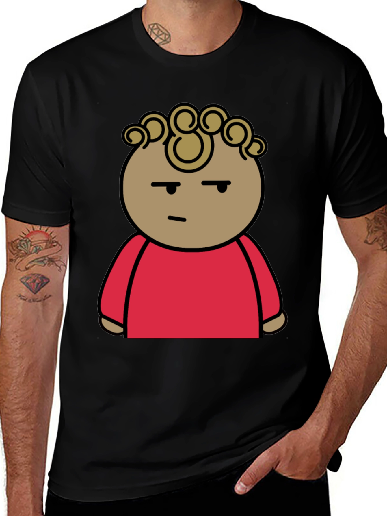 Cool Cartoon Graphic Tee - Unisex Black Cotton T-Shirt
