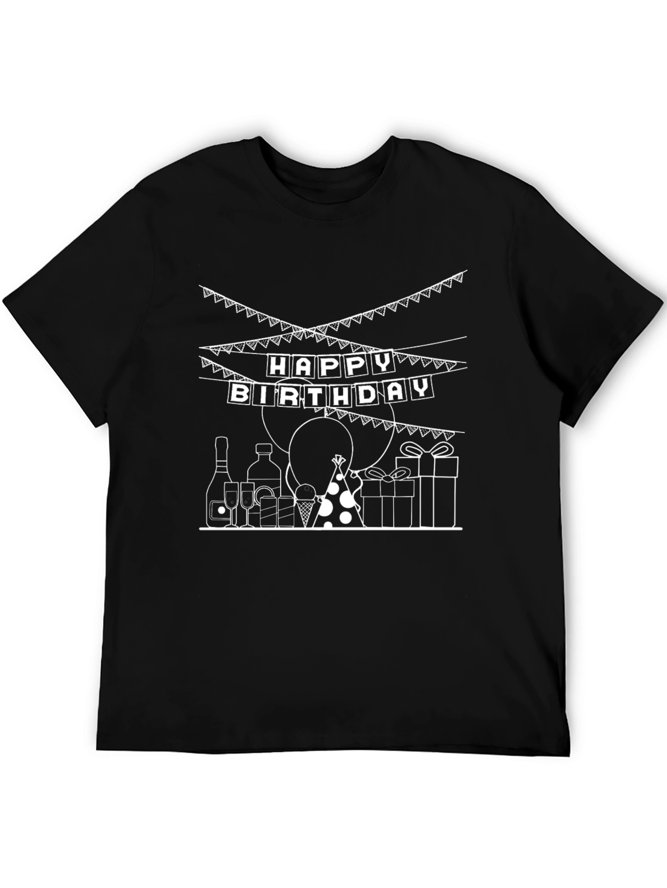 Festive Birthday Graphic Tee - Unisex Black Cotton Shirt