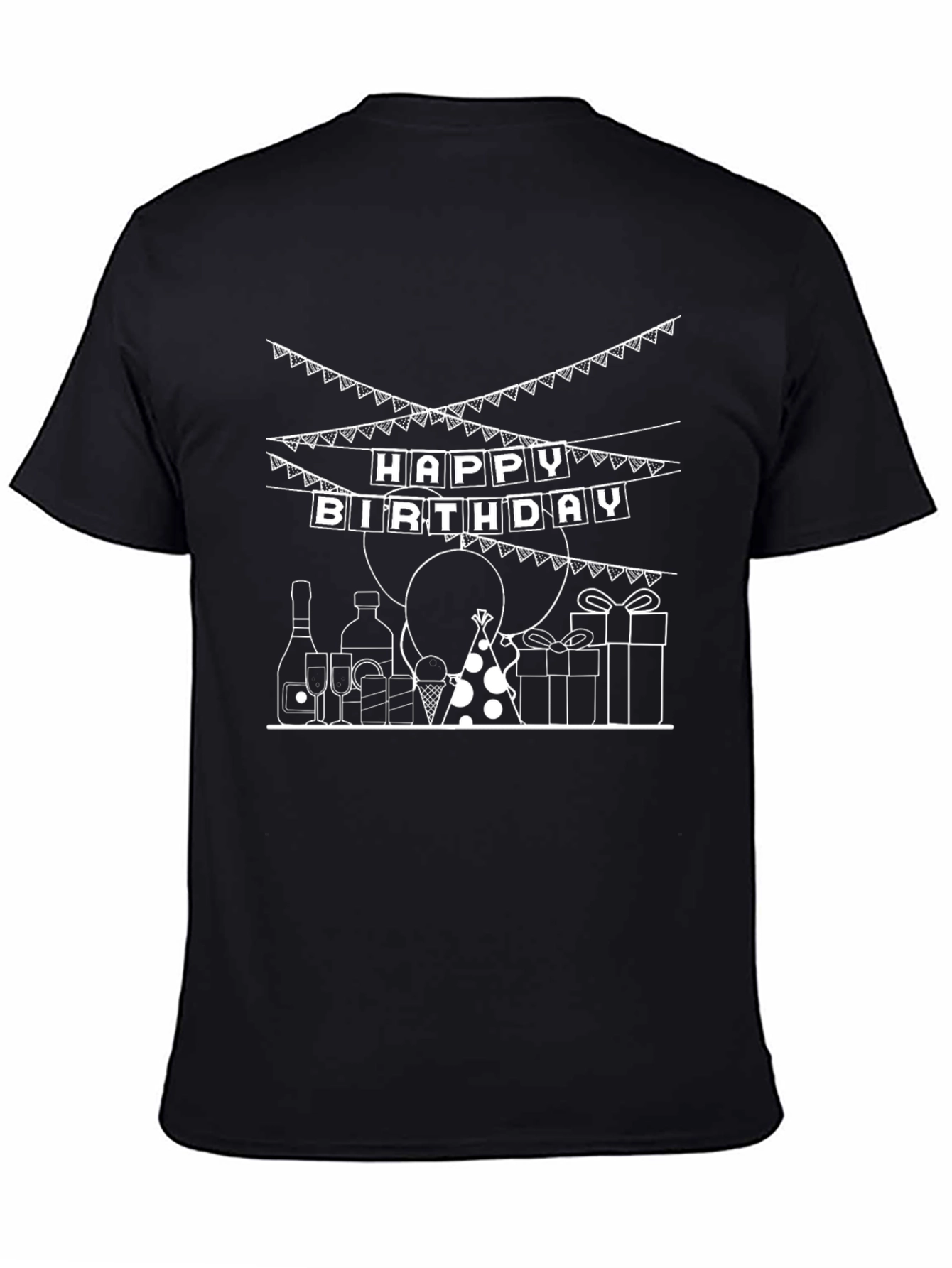 Festive Birthday Graphic Tee - Unisex Black Cotton Shirt