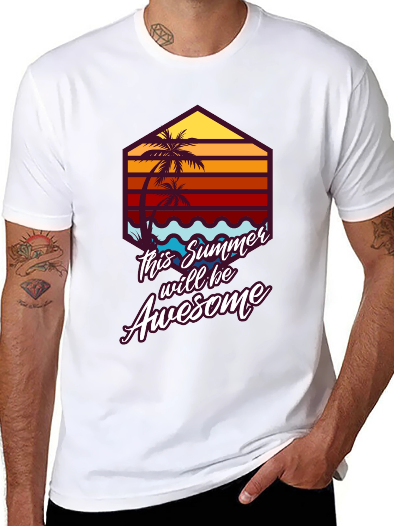 Awesome Summer Tee - Palm Tree Graphic T-Shirt