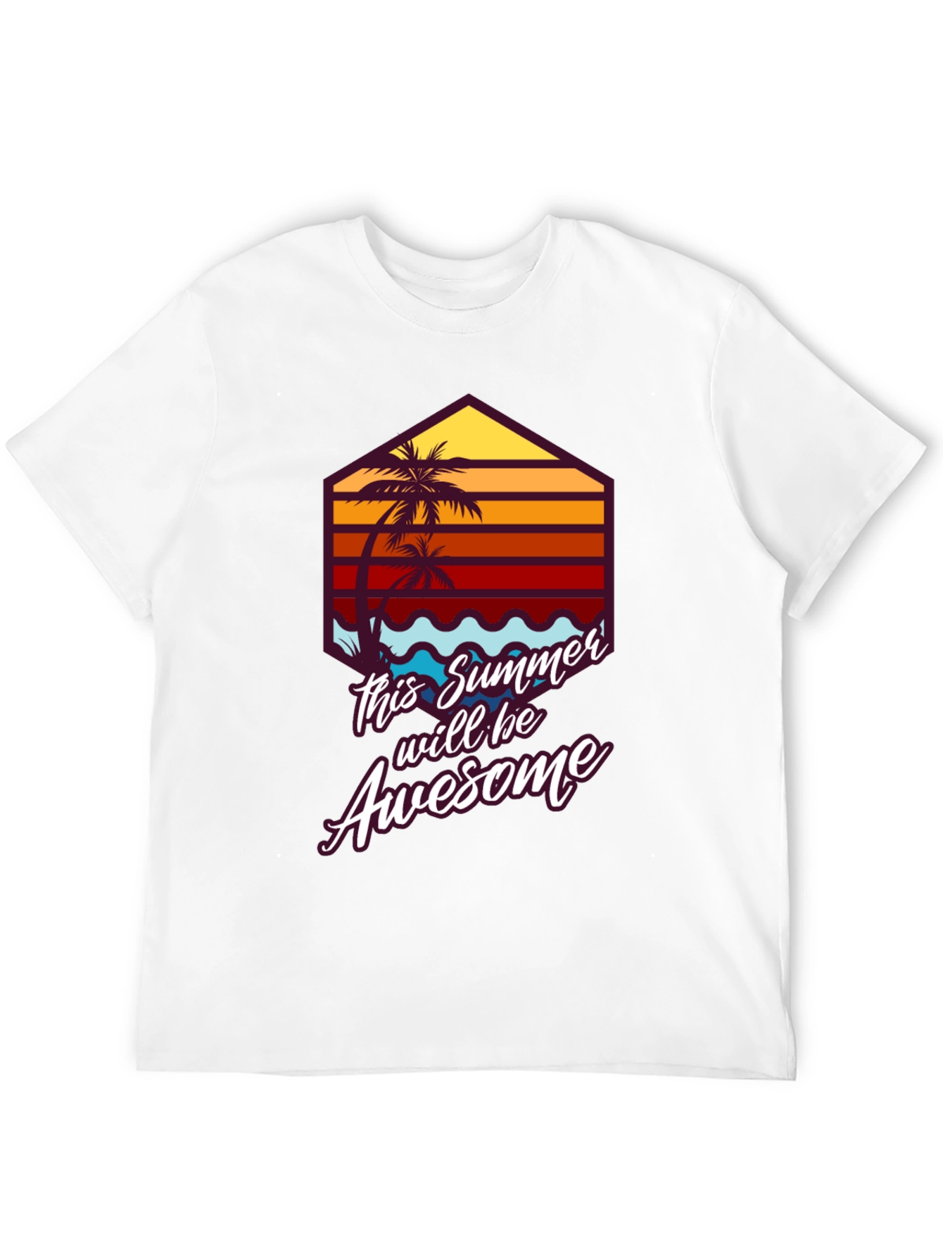 Awesome Summer Tee - Palm Tree Graphic T-Shirt