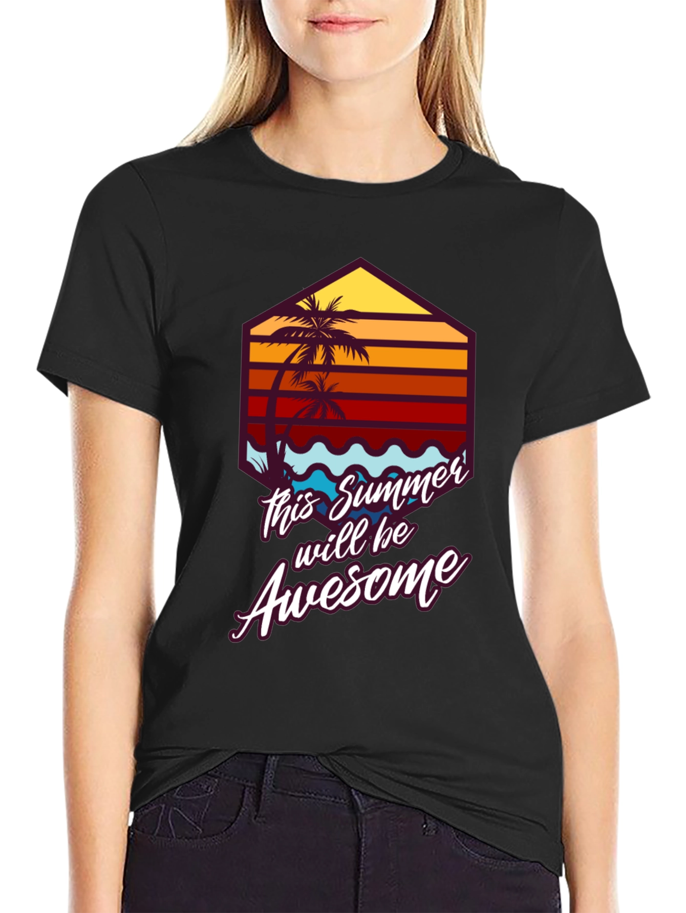 Awesome Summer Tee - Palm Tree Graphic T-Shirt