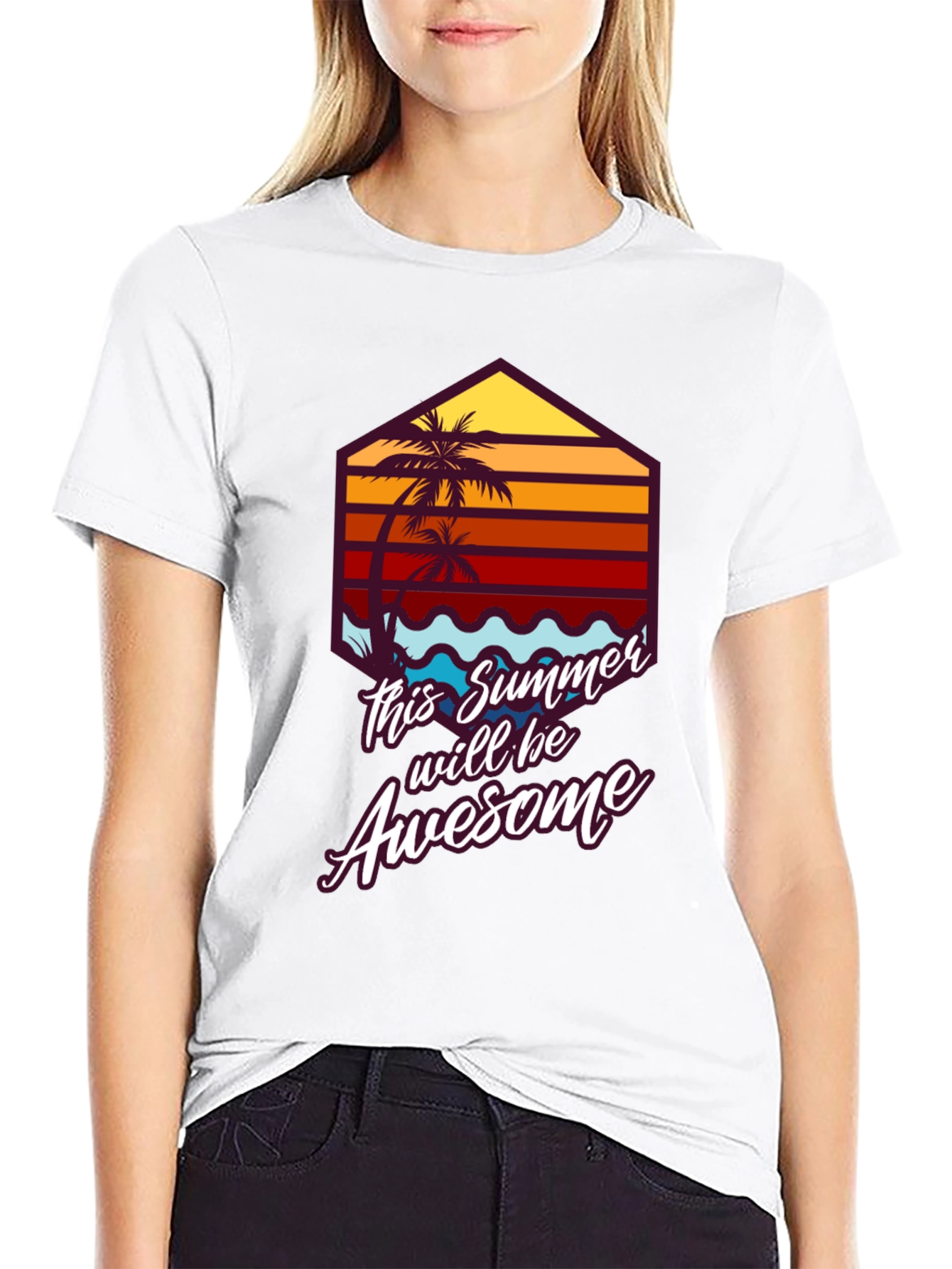 Awesome Summer Tee - Palm Tree Graphic T-Shirt