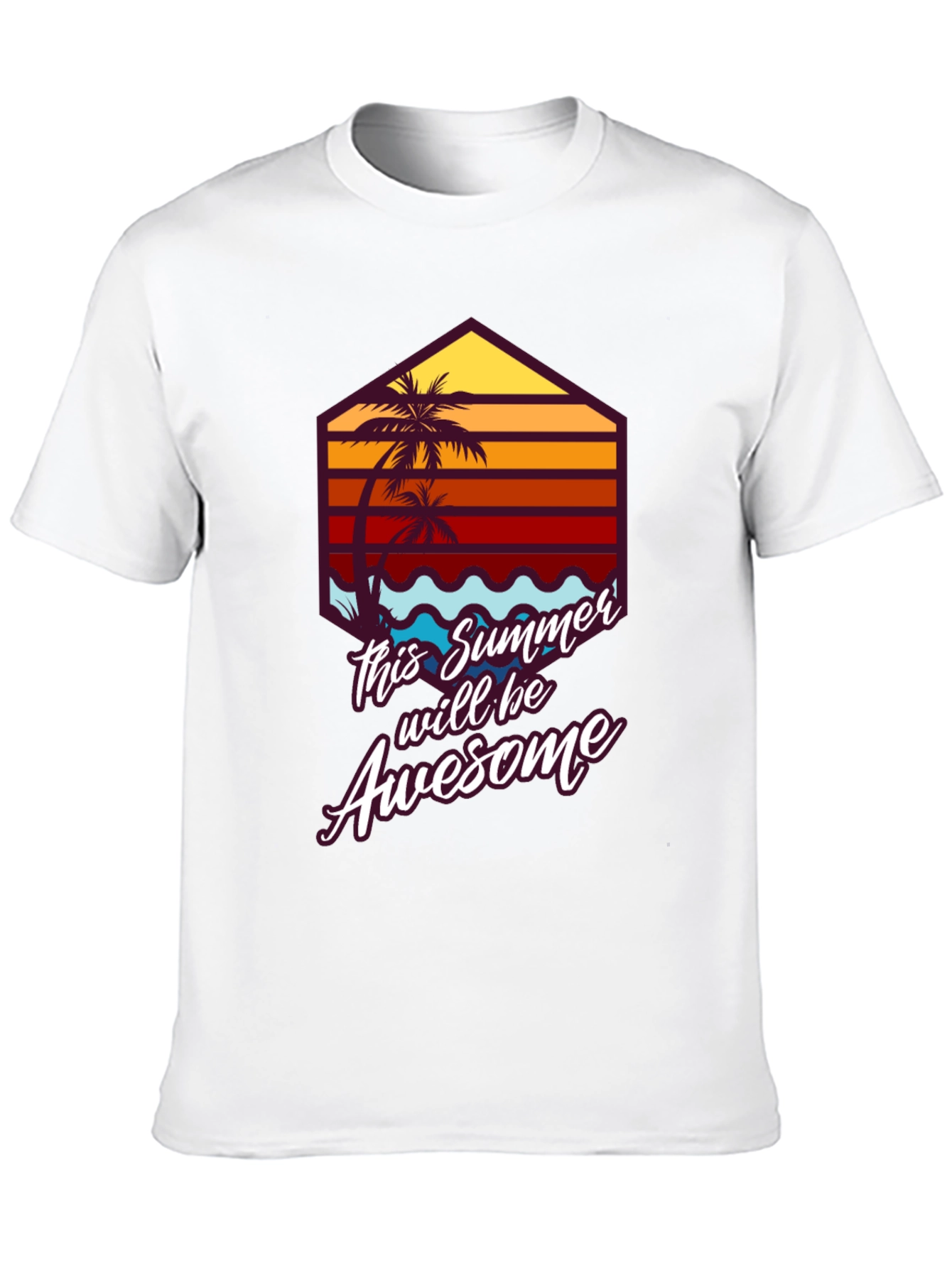 Awesome Summer Tee - Palm Tree Graphic T-Shirt