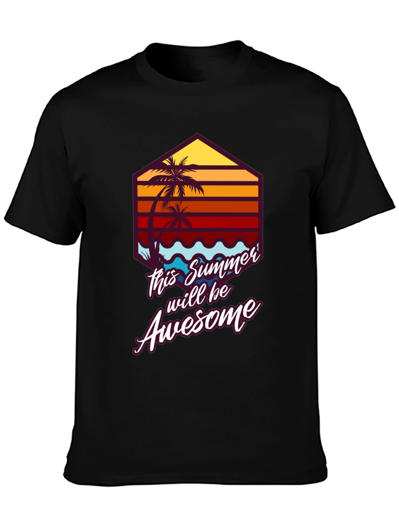 Awesome Summer Tee - Palm Tree Graphic T-Shirt