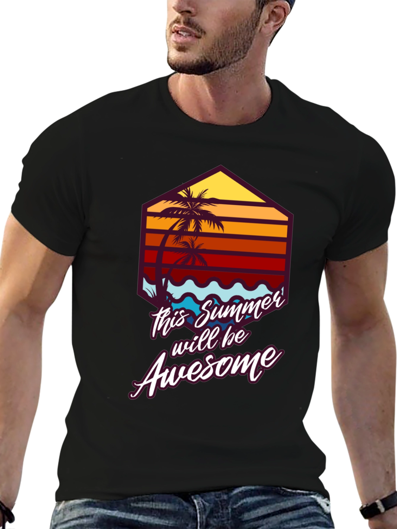 Awesome Summer Tee - Palm Tree Graphic T-Shirt