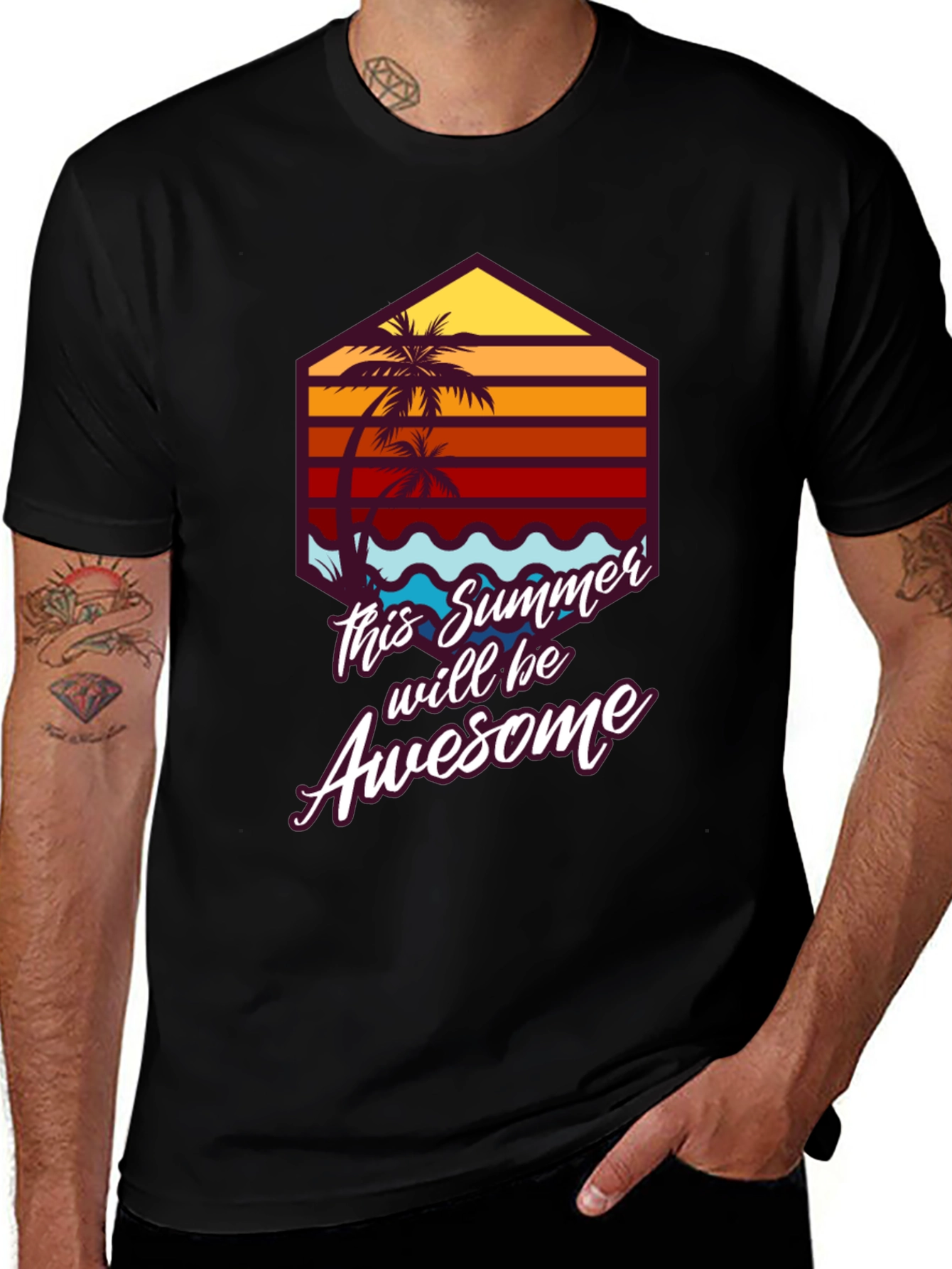 Awesome Summer Tee - Palm Tree Graphic T-Shirt