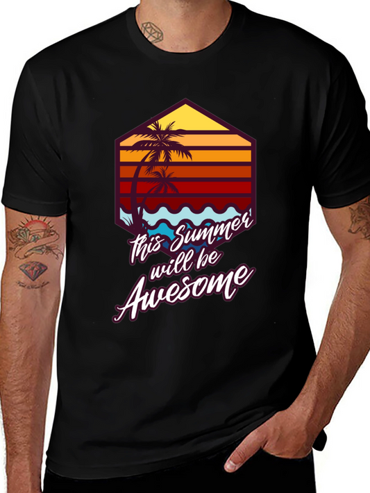 Awesome Summer Tee - Palm Tree Graphic T-Shirt