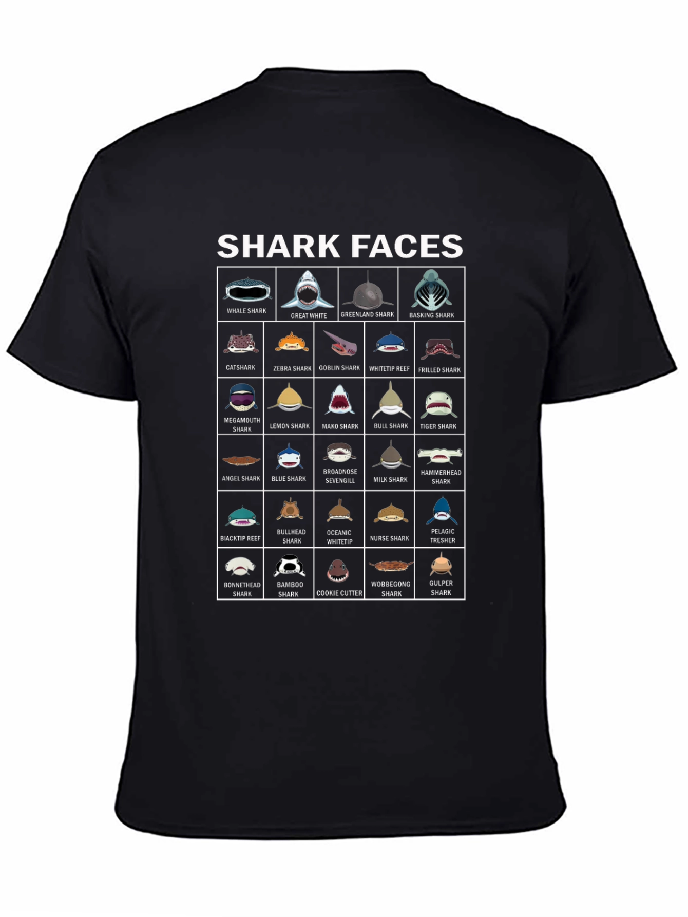 Shark Faces Graphic Tee - Marine Biology T-Shirt