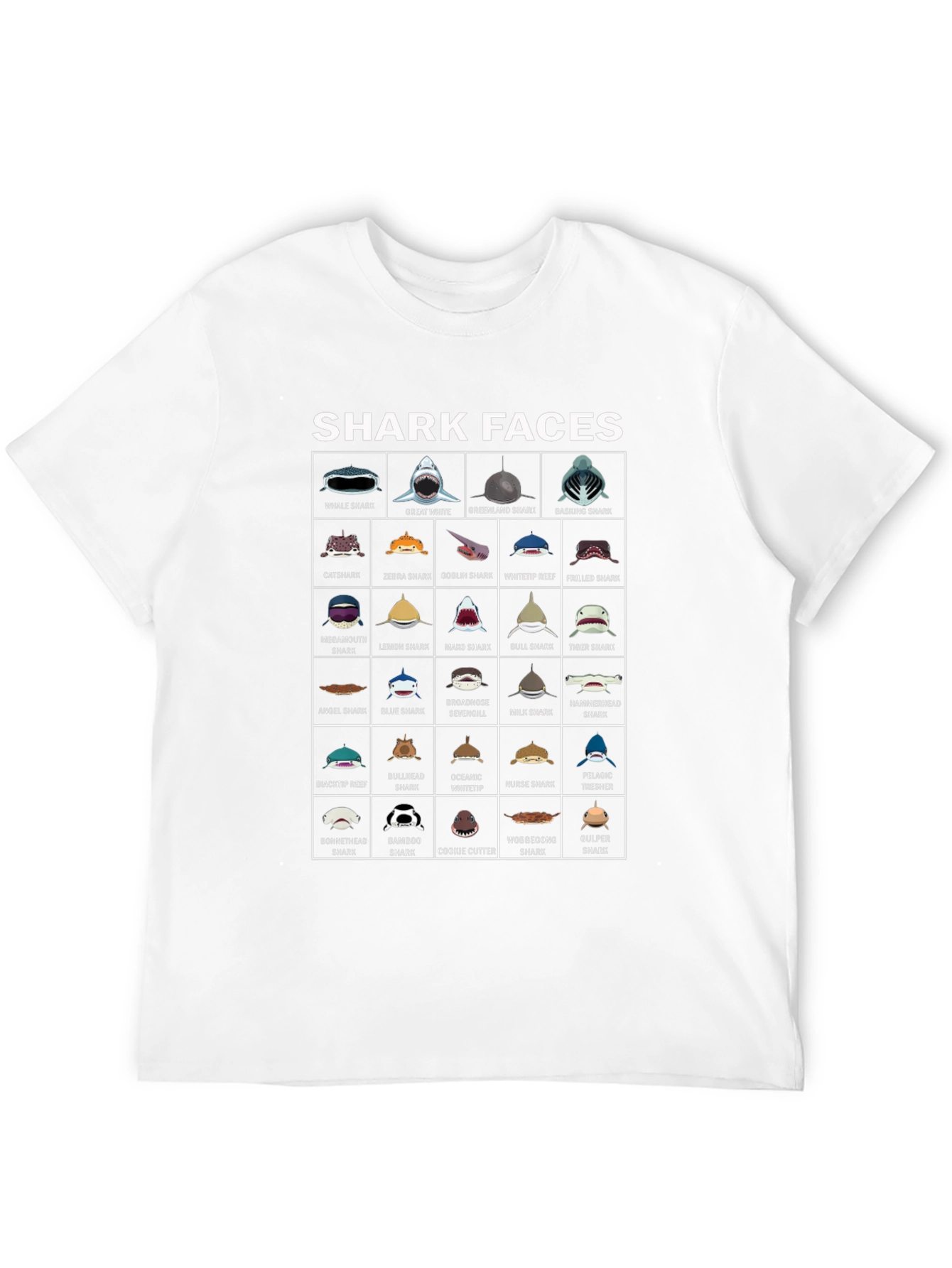 Shark Faces Graphic Tee - Marine Biology T-Shirt