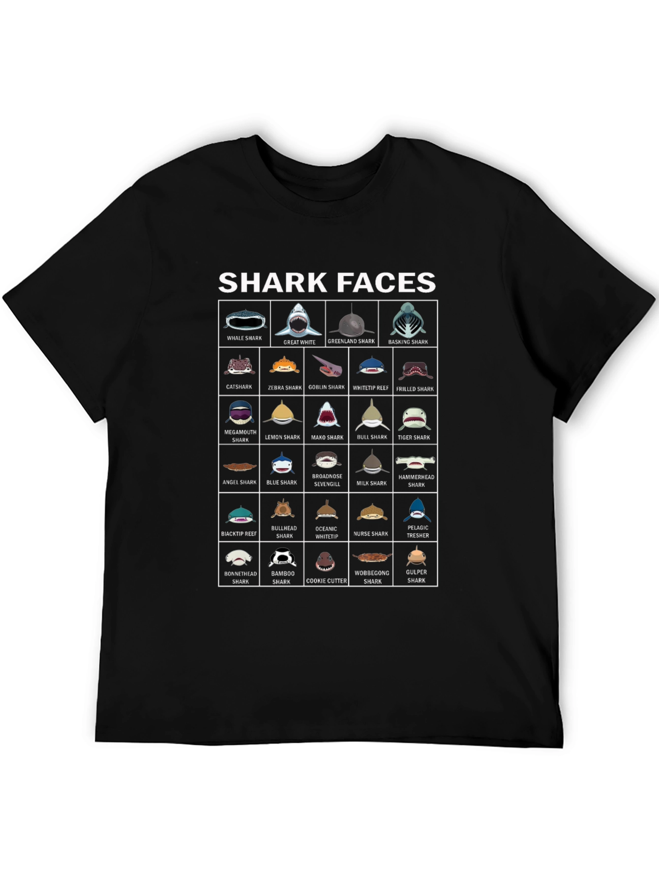 Shark Faces Graphic Tee - Marine Biology T-Shirt