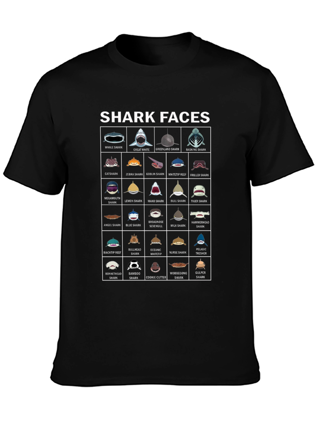 Shark Faces Graphic Tee - Marine Biology T-Shirt