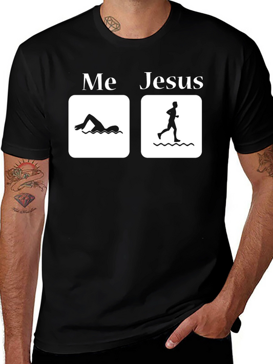 Me vs. Jesus Black Graphic T-Shirt