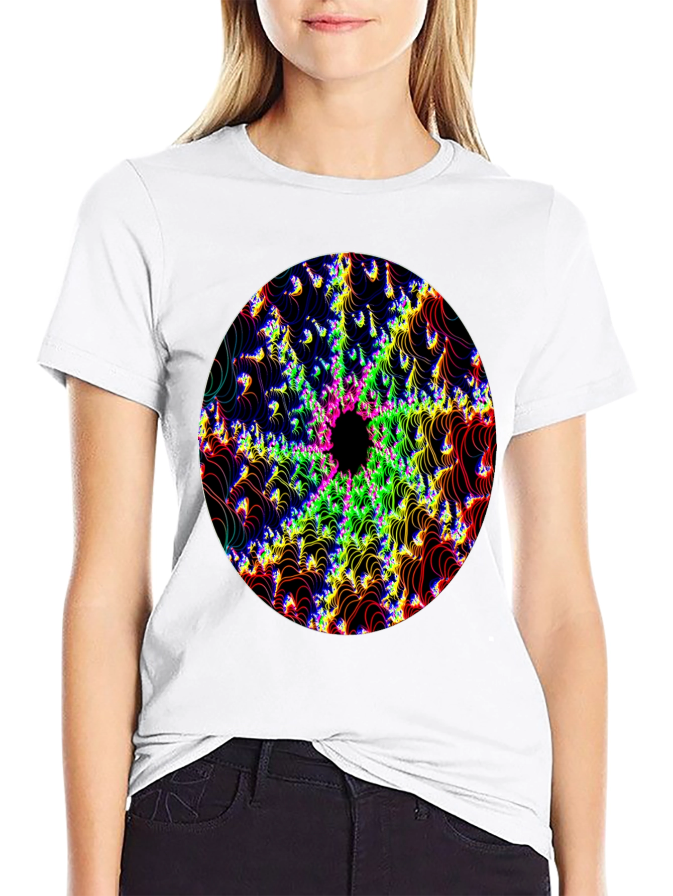Psychedelic Fractal Graphic Black T-Shirt