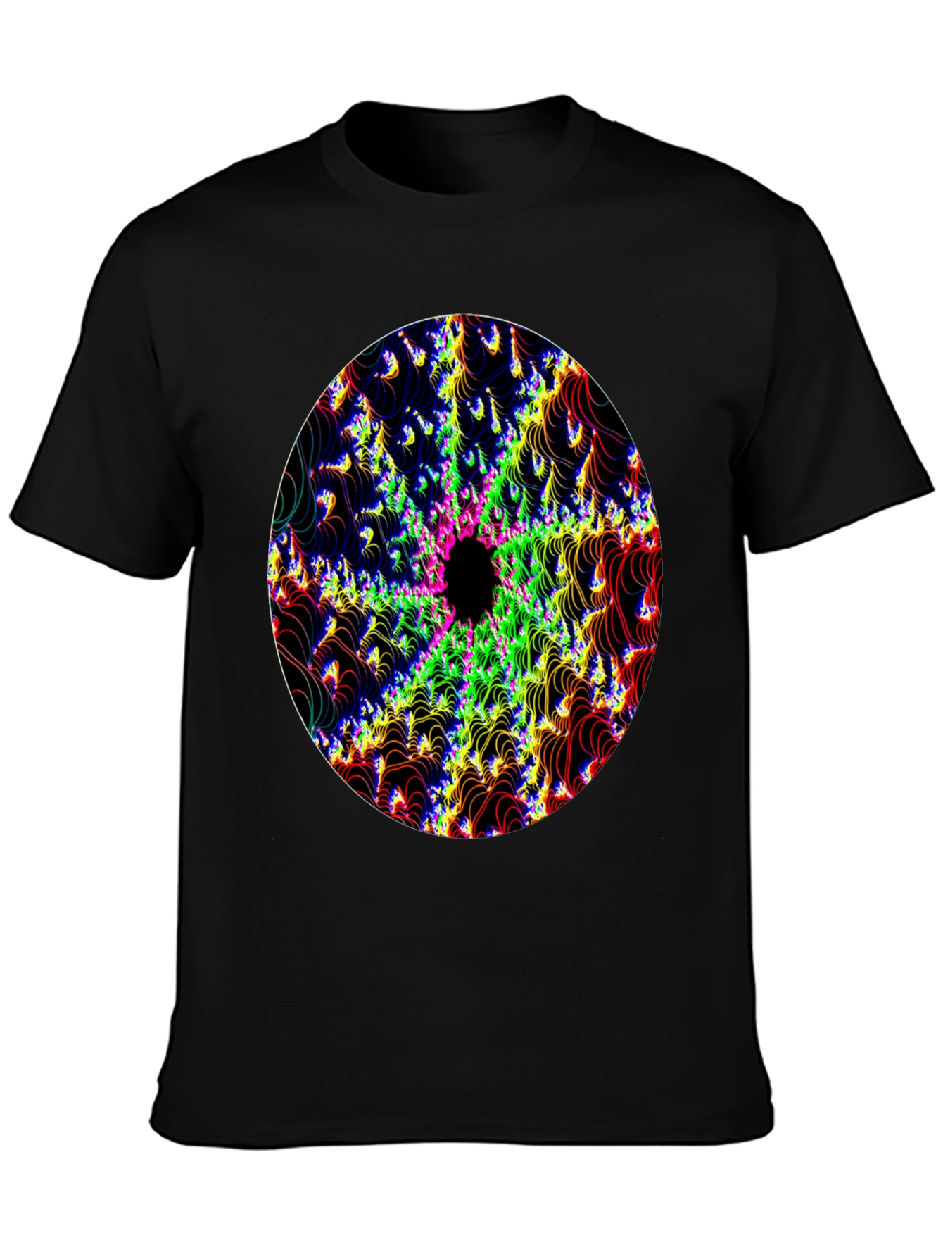 Psychedelic Fractal Graphic Black T-Shirt