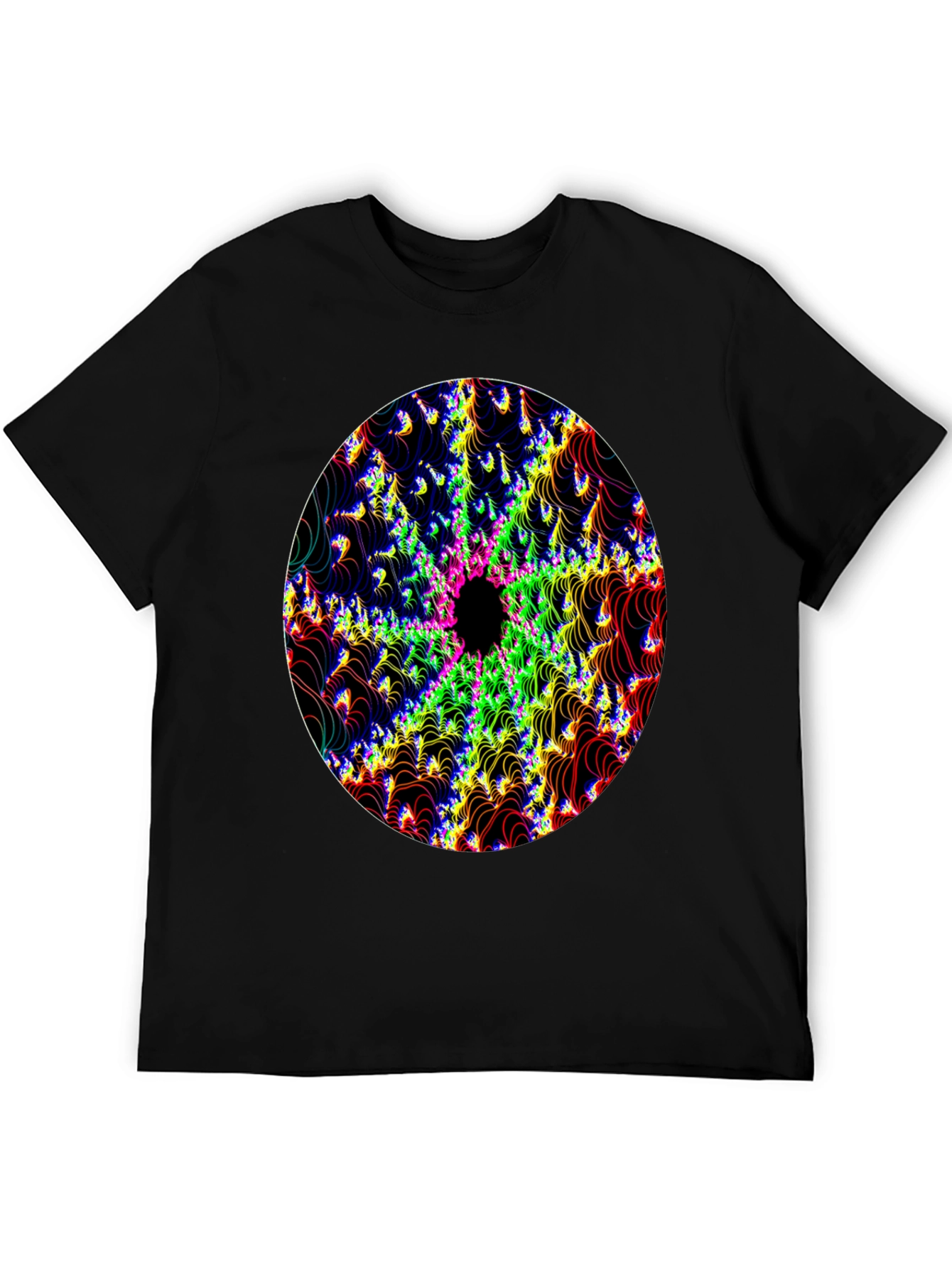 Psychedelic Fractal Graphic Black T-Shirt