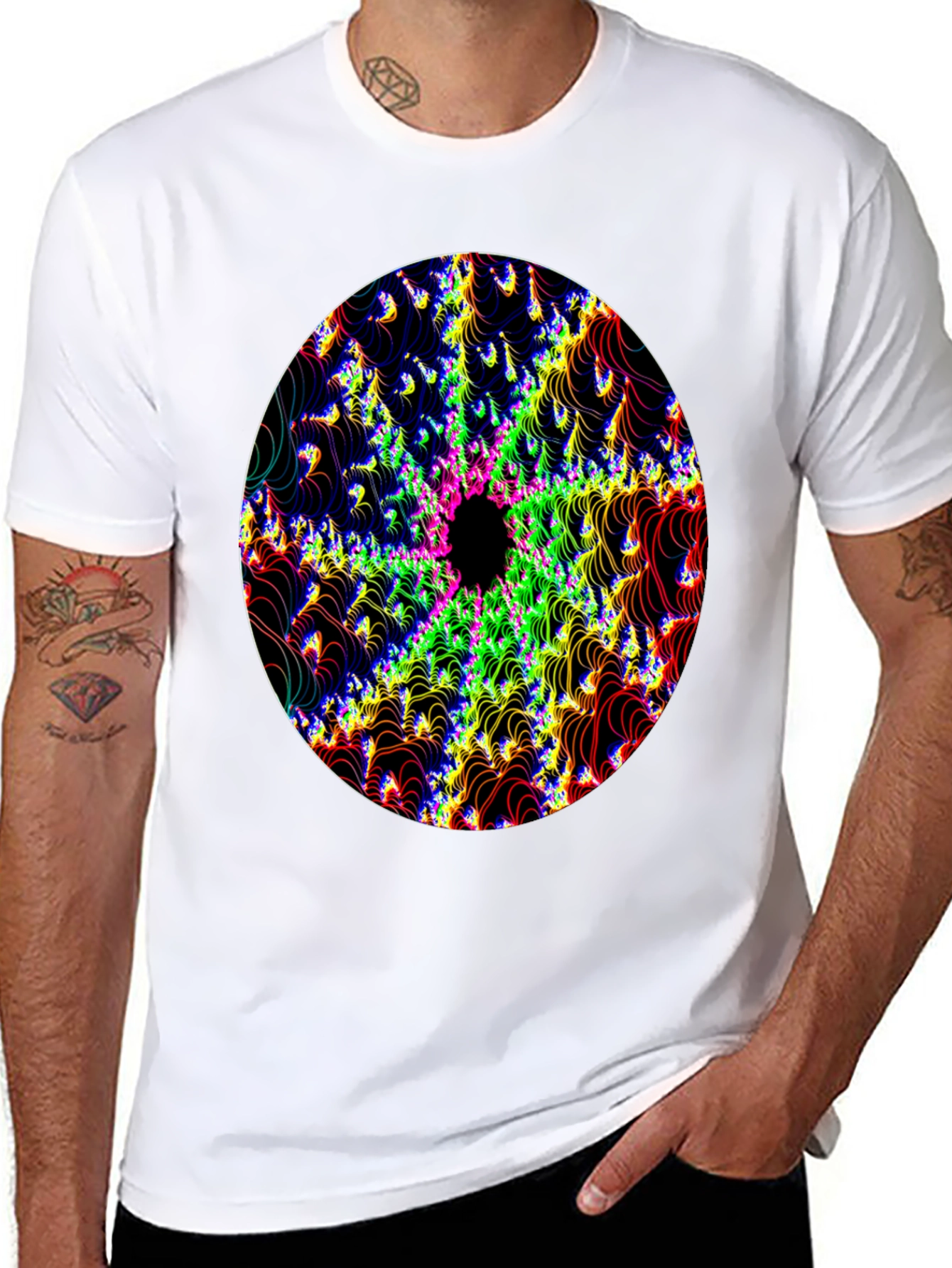 Psychedelic Fractal Graphic Black T-Shirt