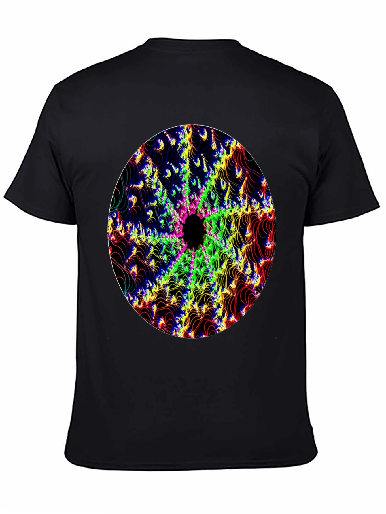 Psychedelic Fractal Graphic Black T-Shirt