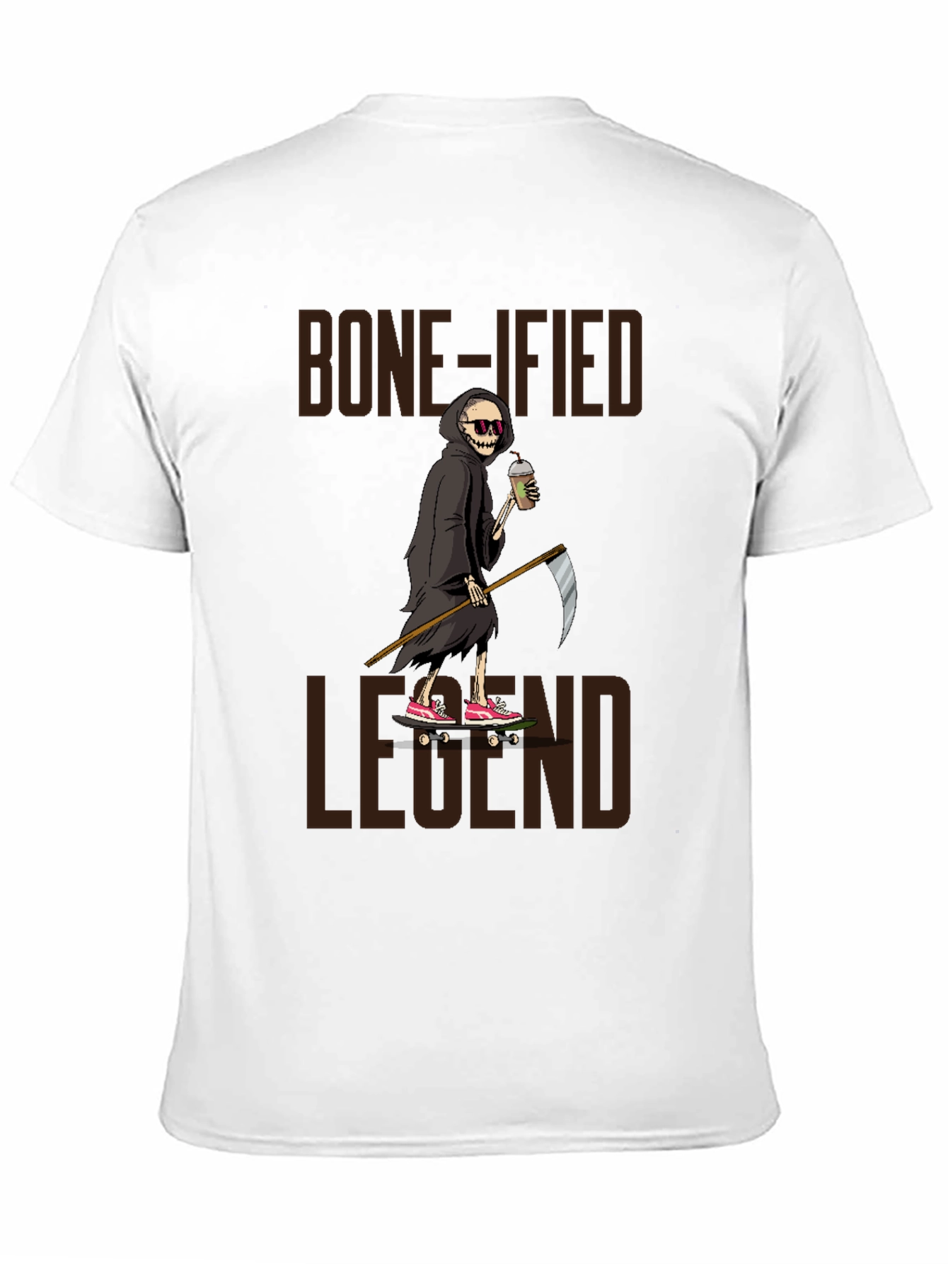 Bone-ified Legend T-Shirt - Grim Reaper Skateboard Design