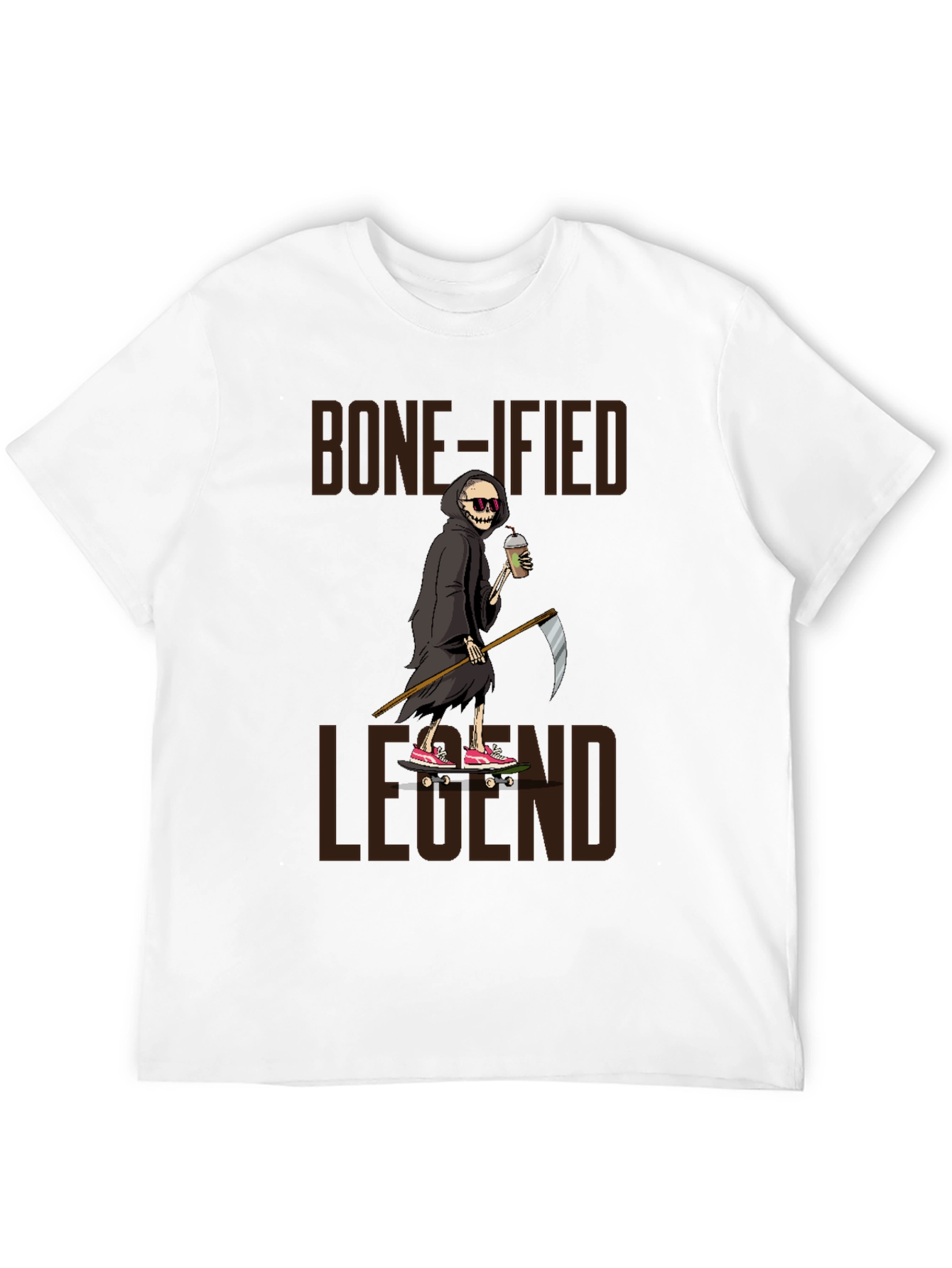 Bone-ified Legend T-Shirt - Grim Reaper Skateboard Design
