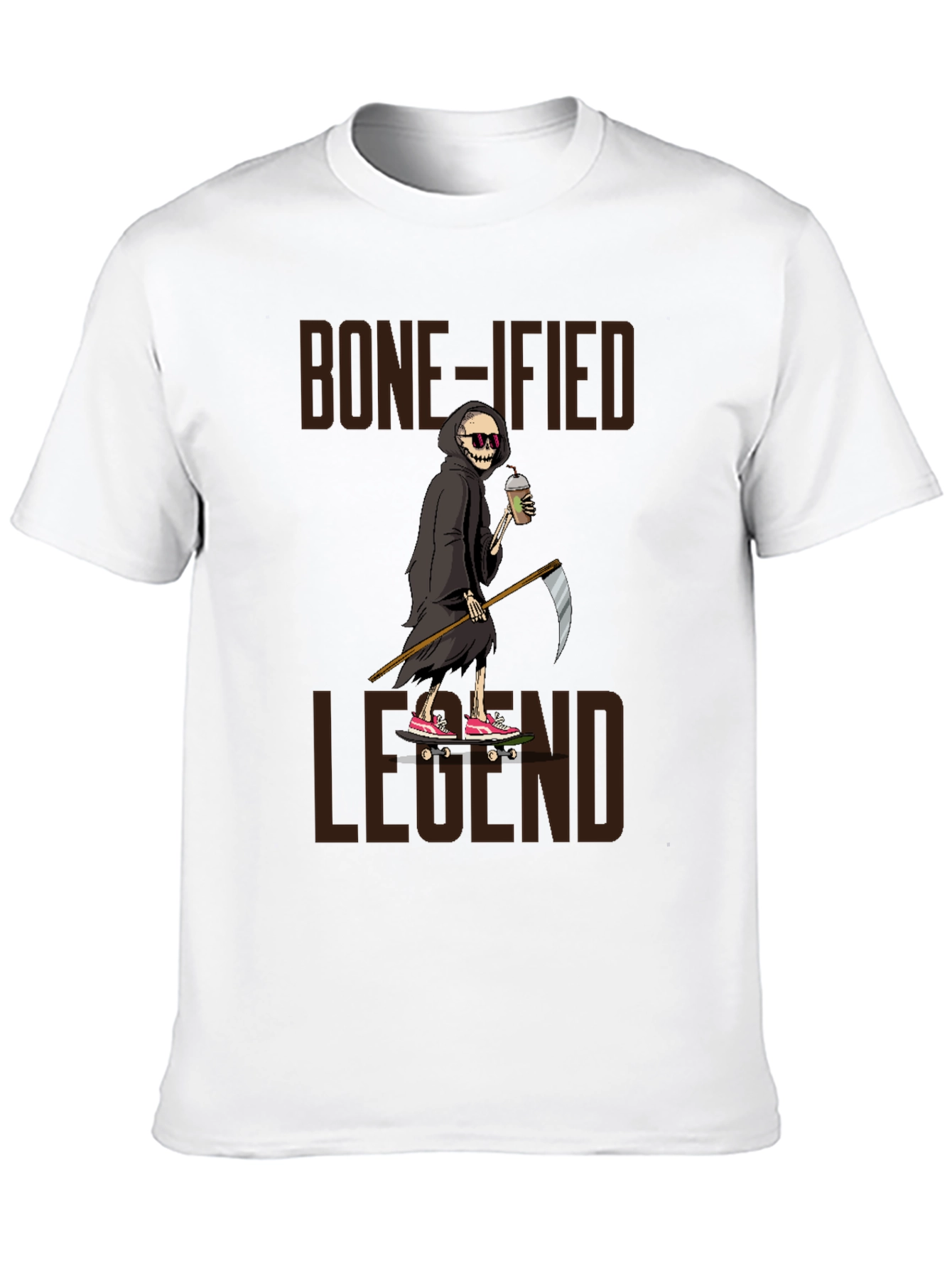 Bone-ified Legend T-Shirt - Grim Reaper Skateboard Design