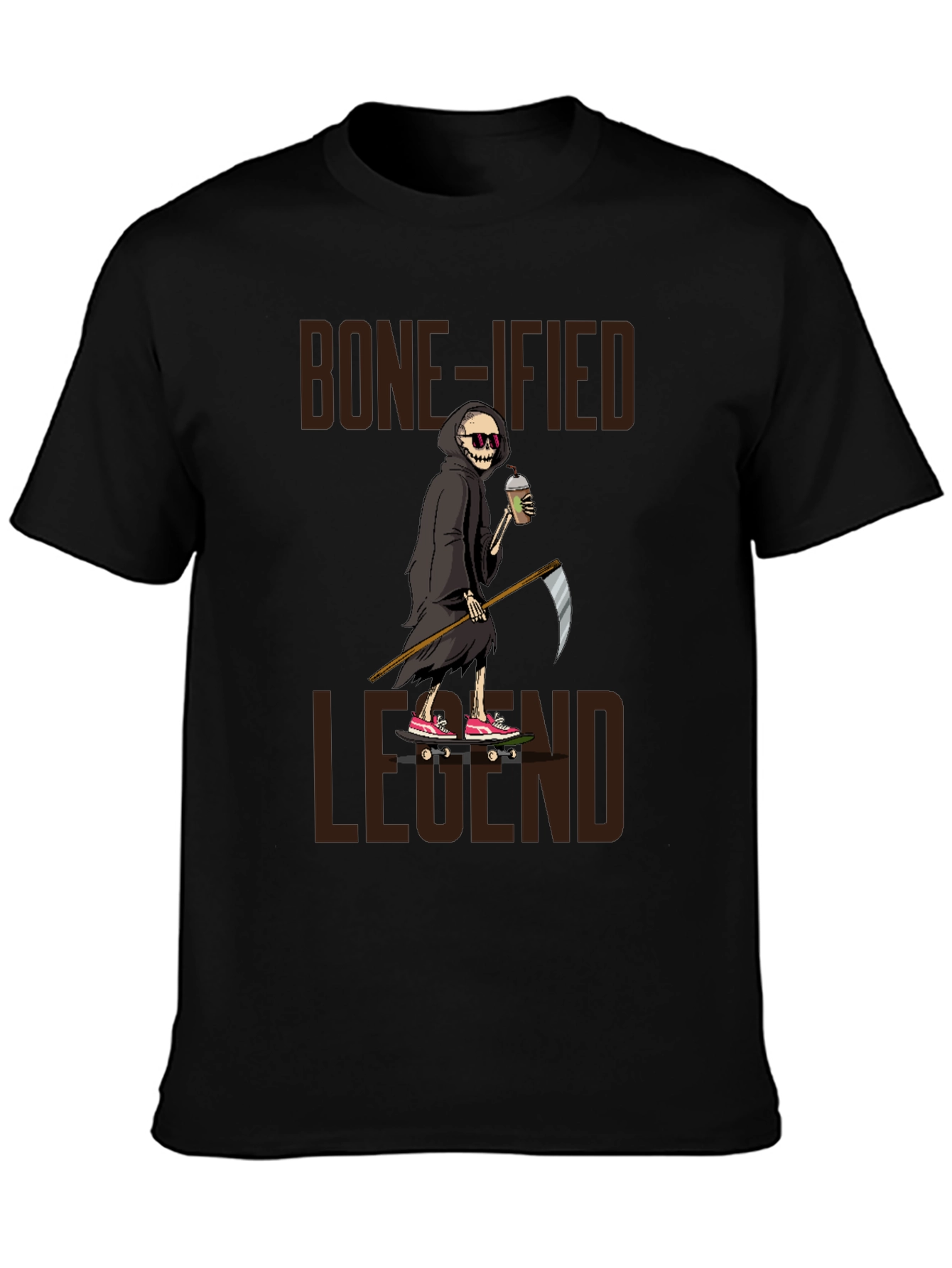 Bone-ified Legend T-Shirt - Grim Reaper Skateboard Design