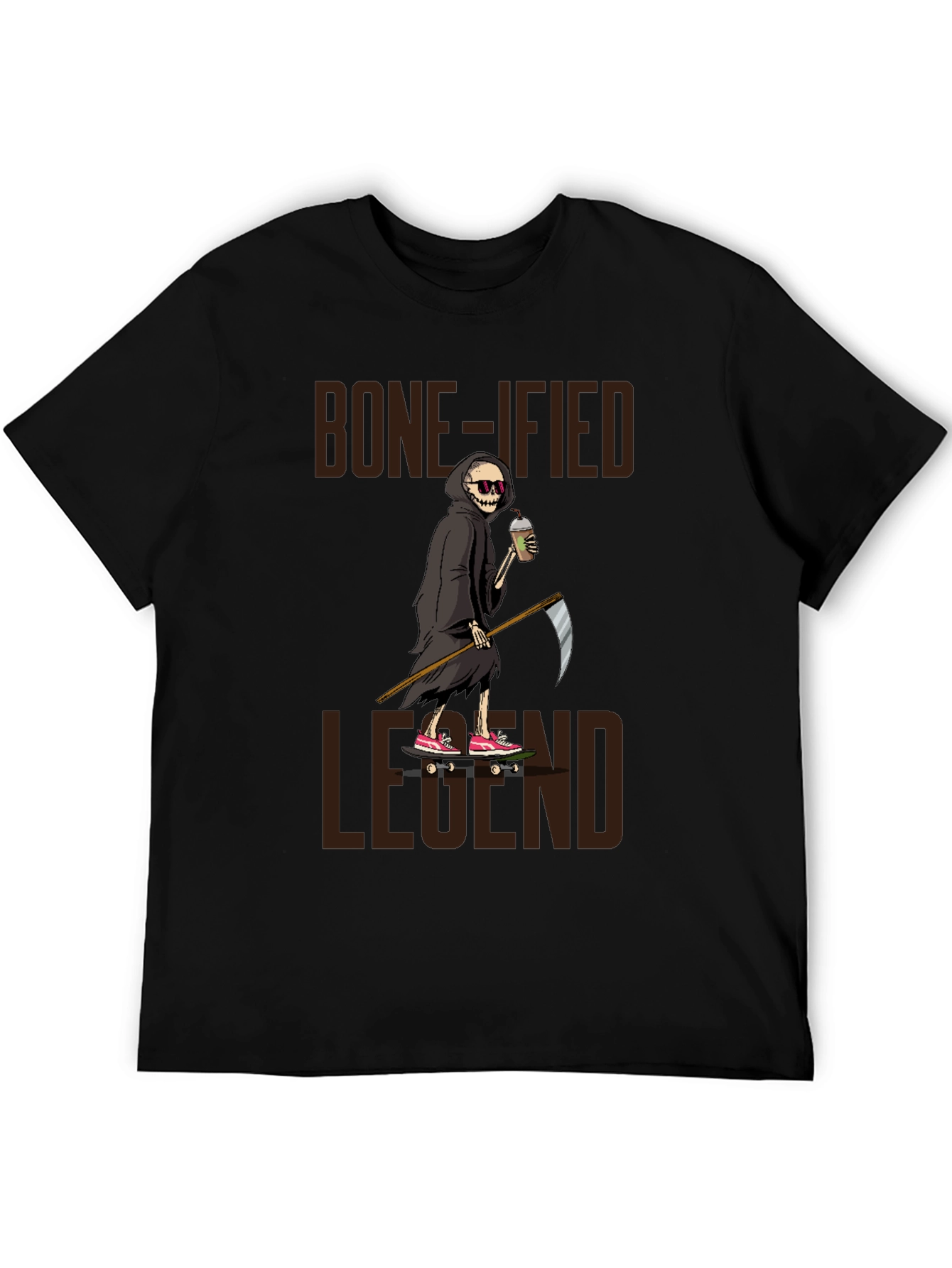 Bone-ified Legend T-Shirt - Grim Reaper Skateboard Design