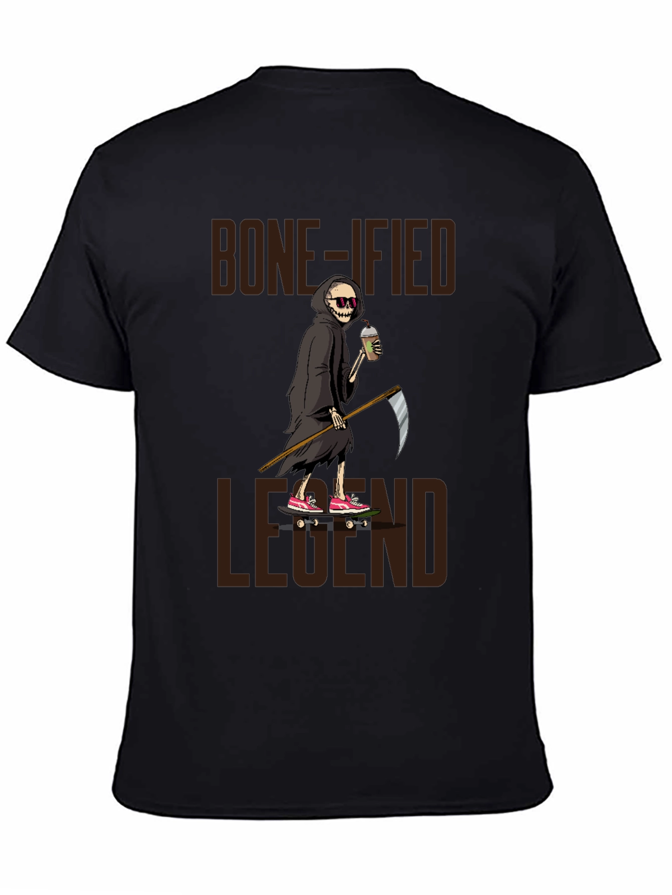 Bone-ified Legend T-Shirt - Grim Reaper Skateboard Design