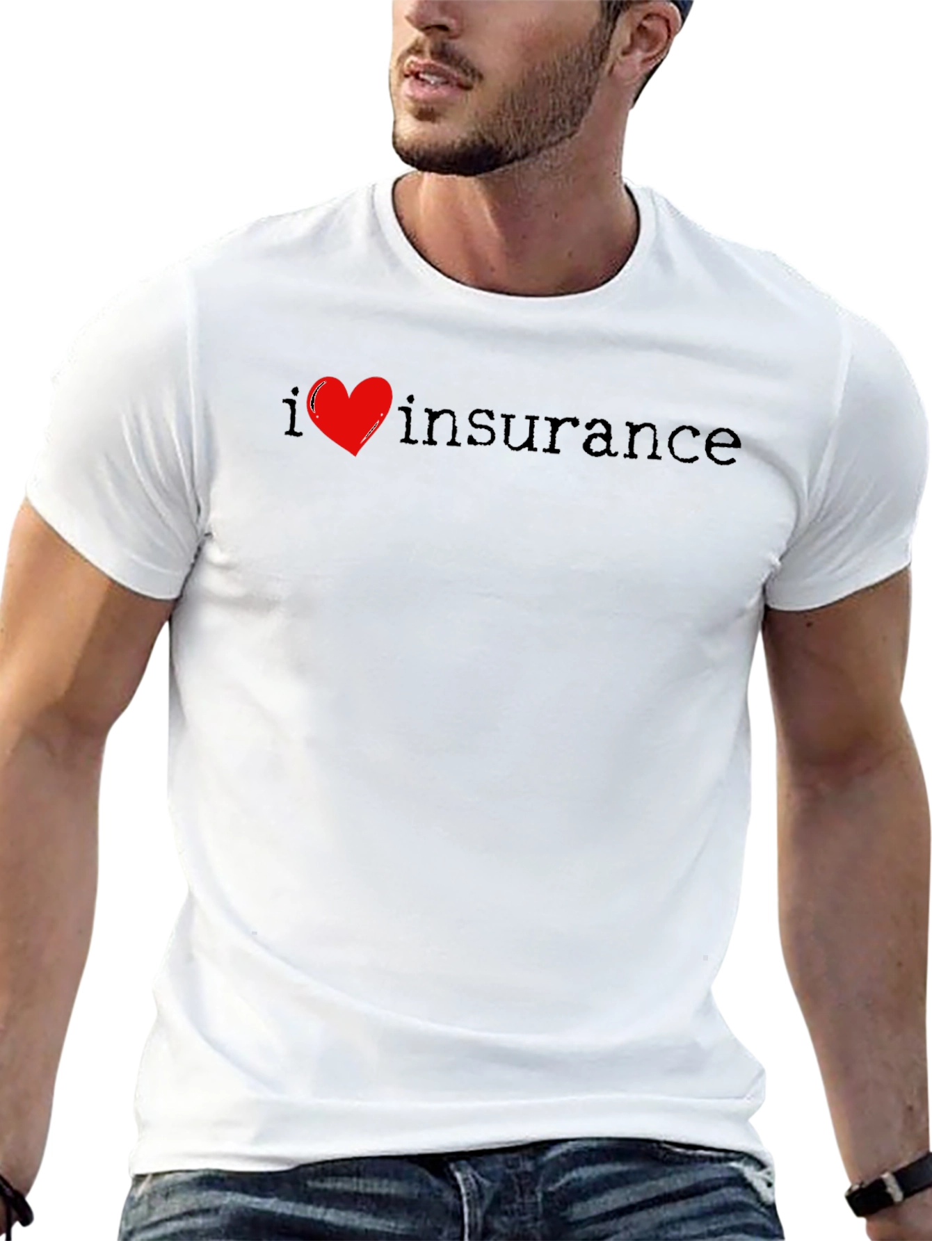 I Love Insurance T-Shirt Black Cotton