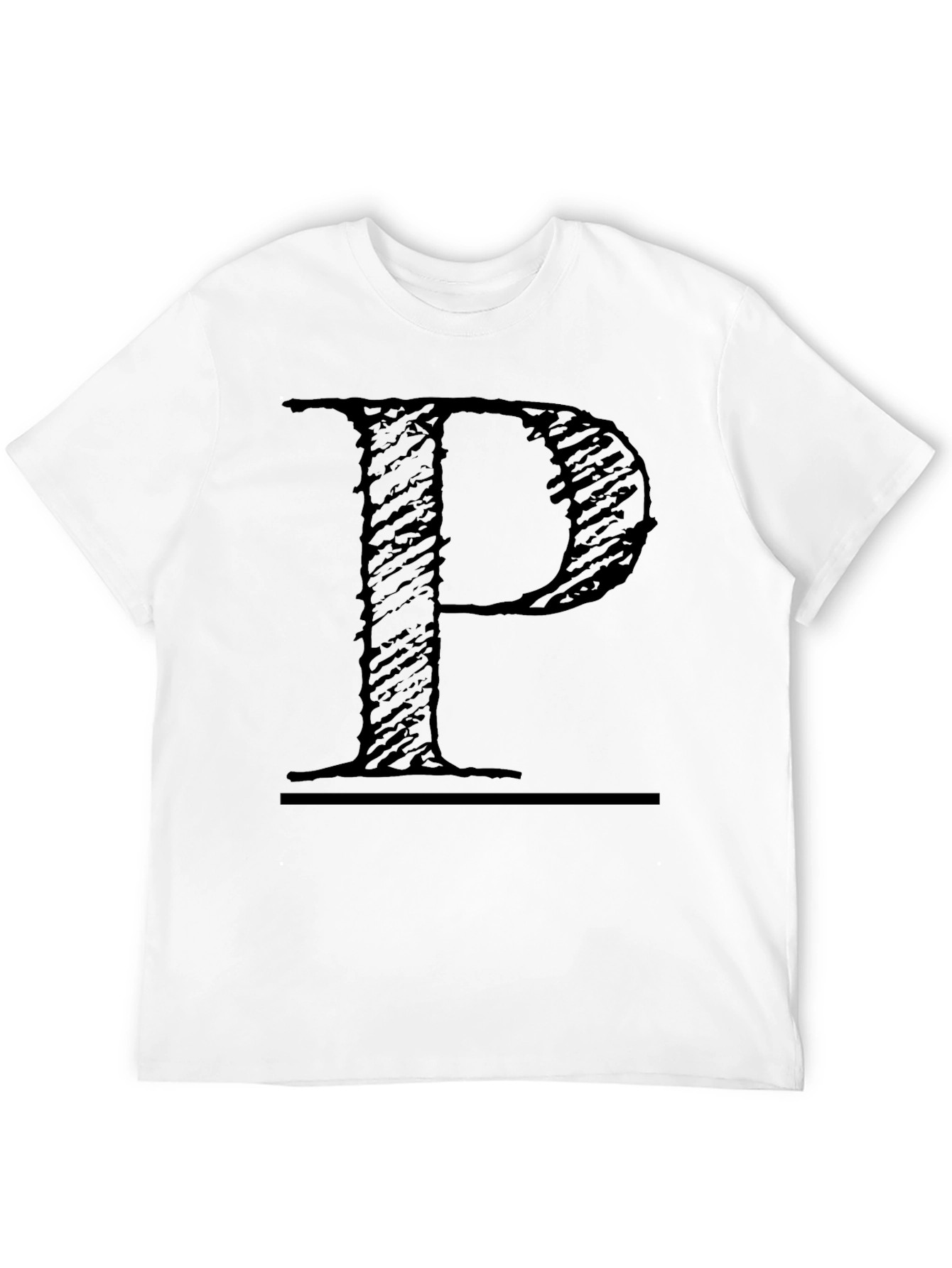 Letter P Graphic Print Black Tee
