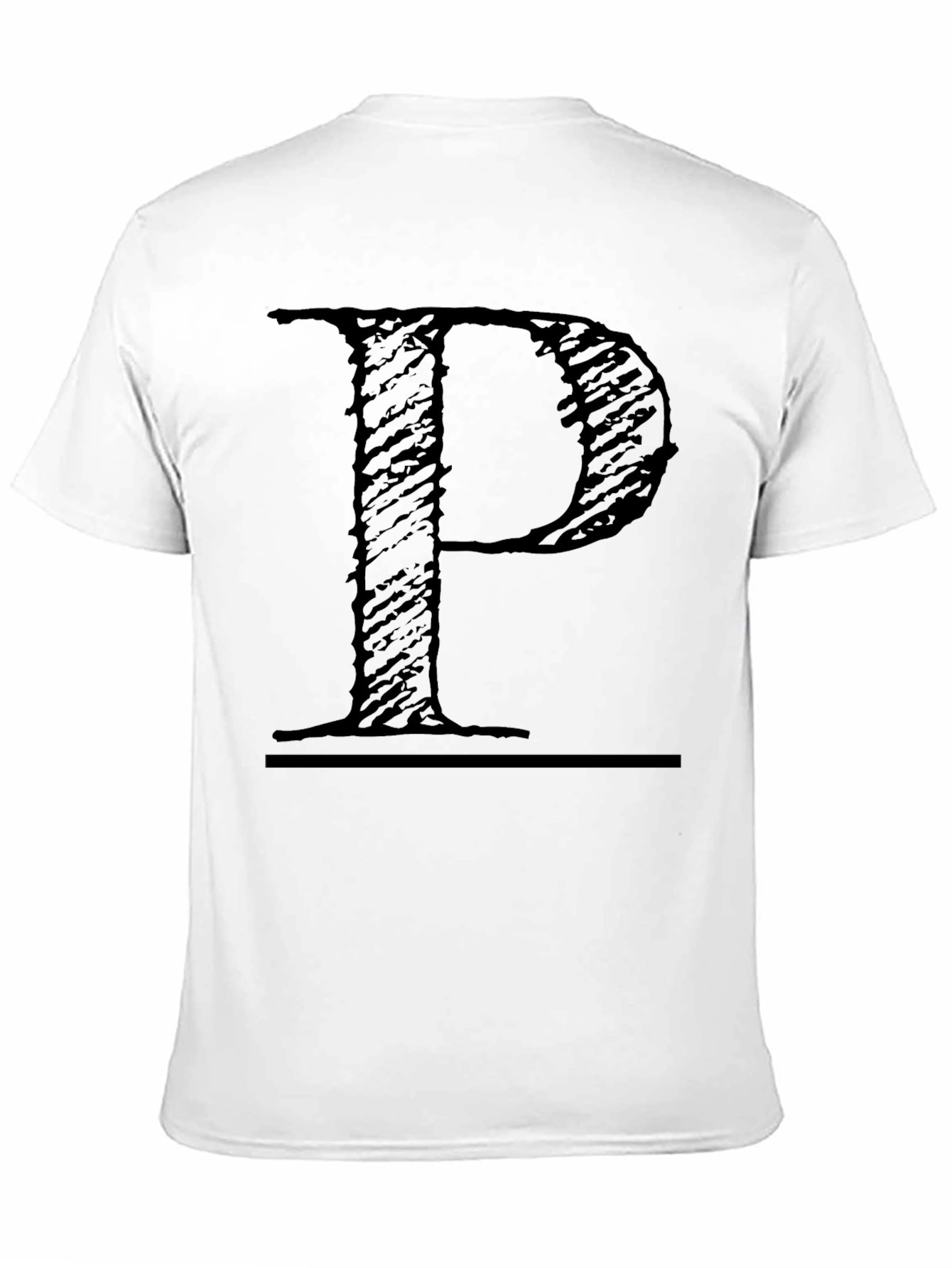 Letter P Graphic Print Black Tee