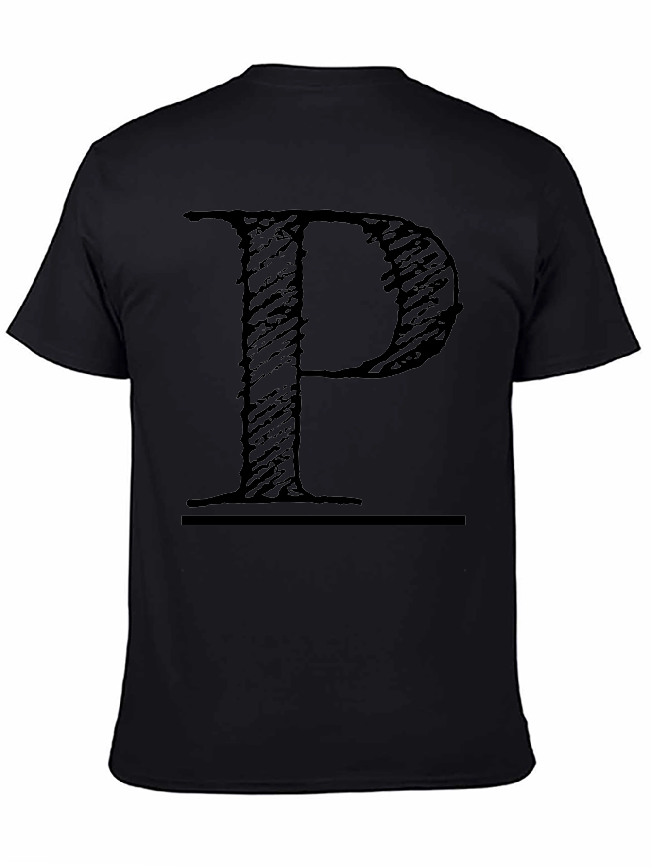 Letter P Graphic Print Black Tee