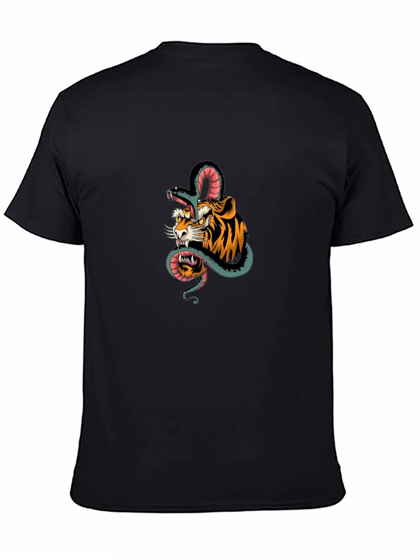 Tiger and Snake Graphic Black T-Shirt