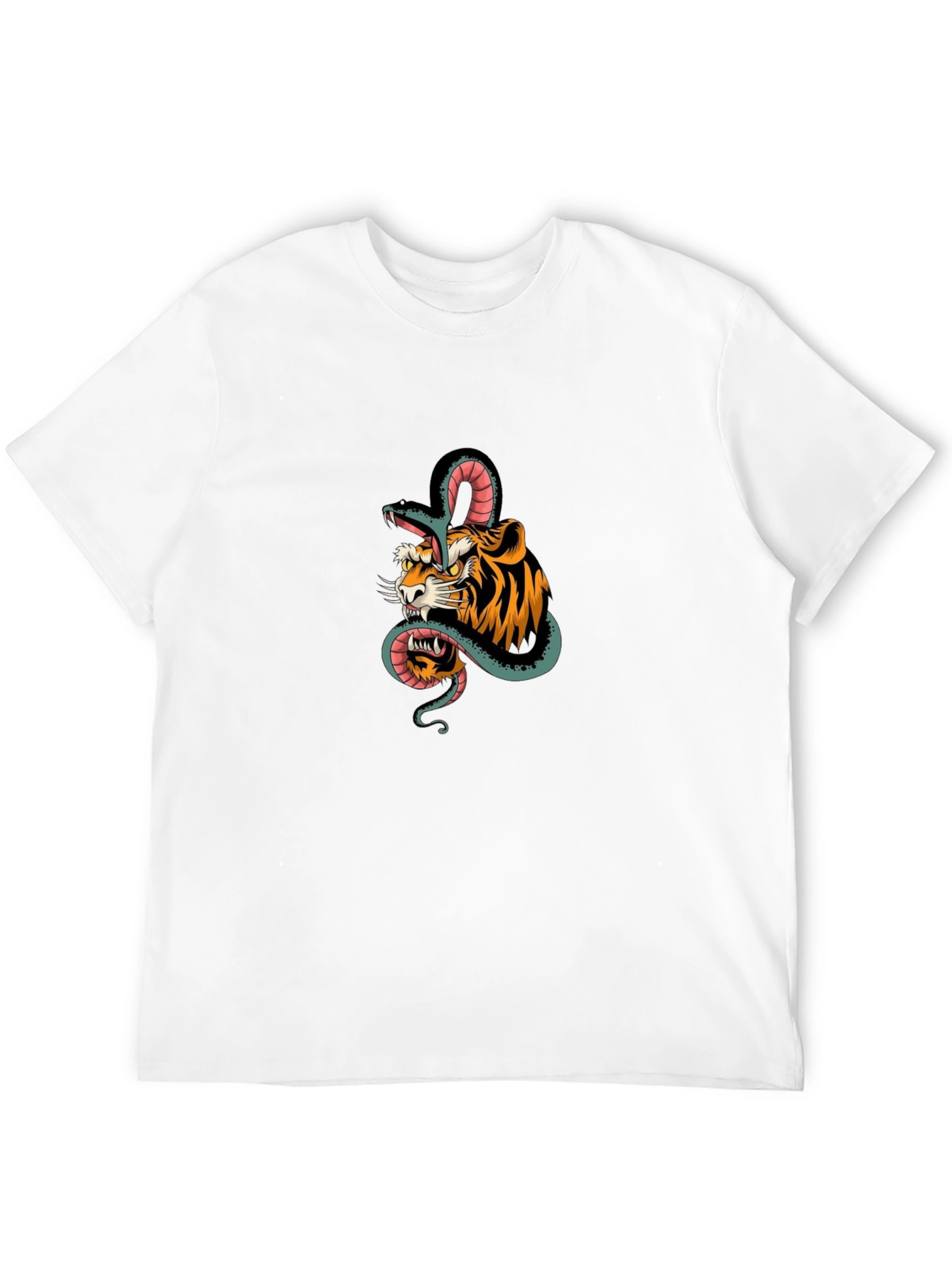 Tiger and Snake Graphic Black T-Shirt