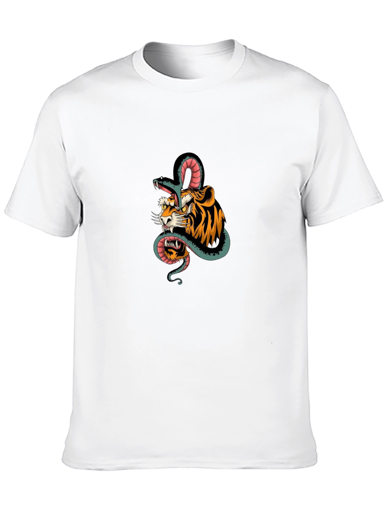 Tiger and Snake Graphic Black T-Shirt