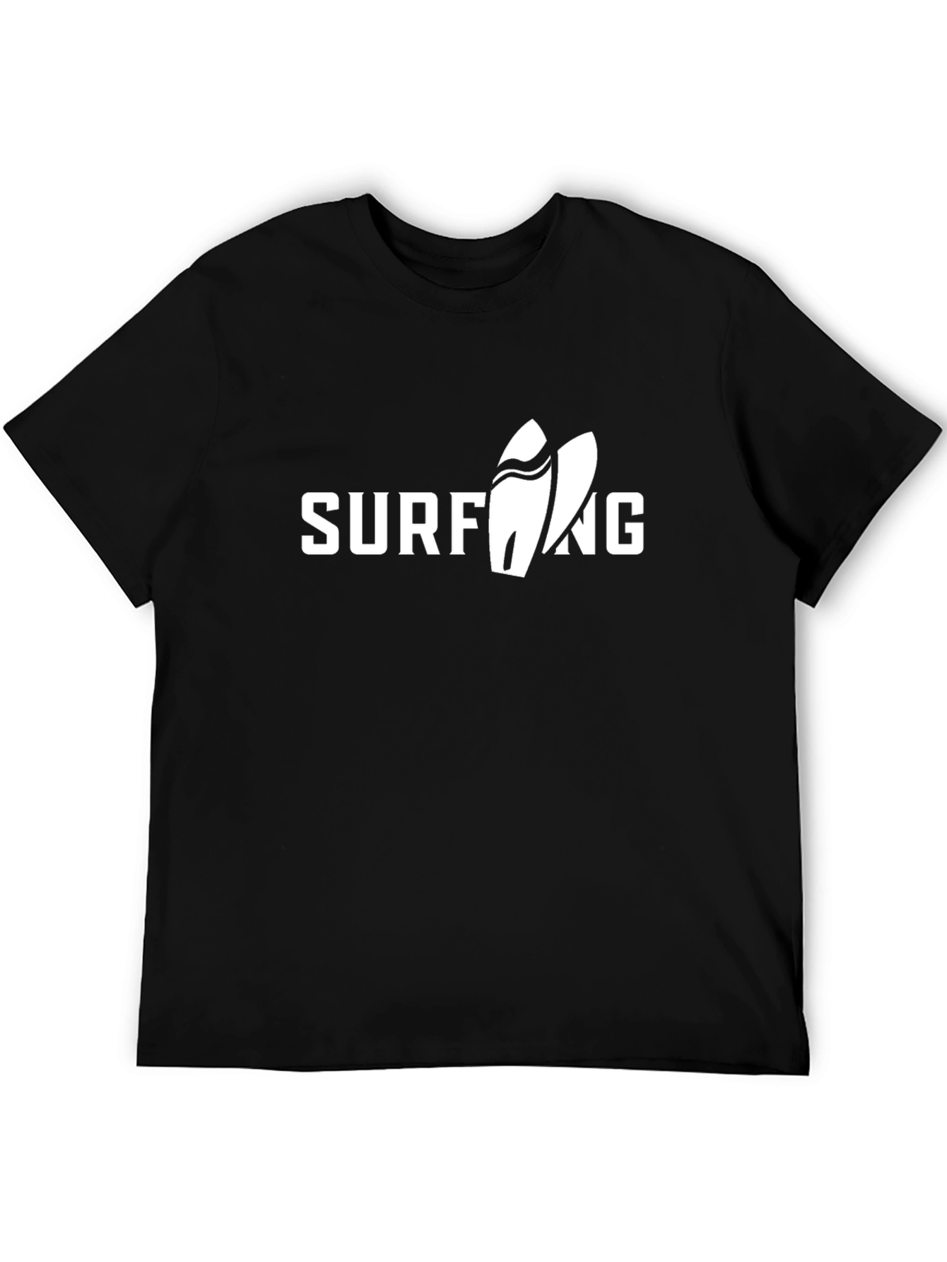 Surfing Graphic Tee - Black Cotton T-Shirt